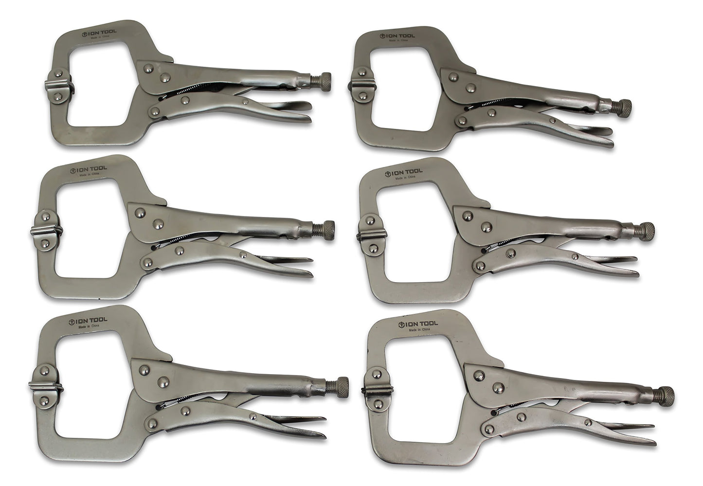 ION TOOL 6 Pack - 11” C-Clamp Locking Pliers, Swivel Pads