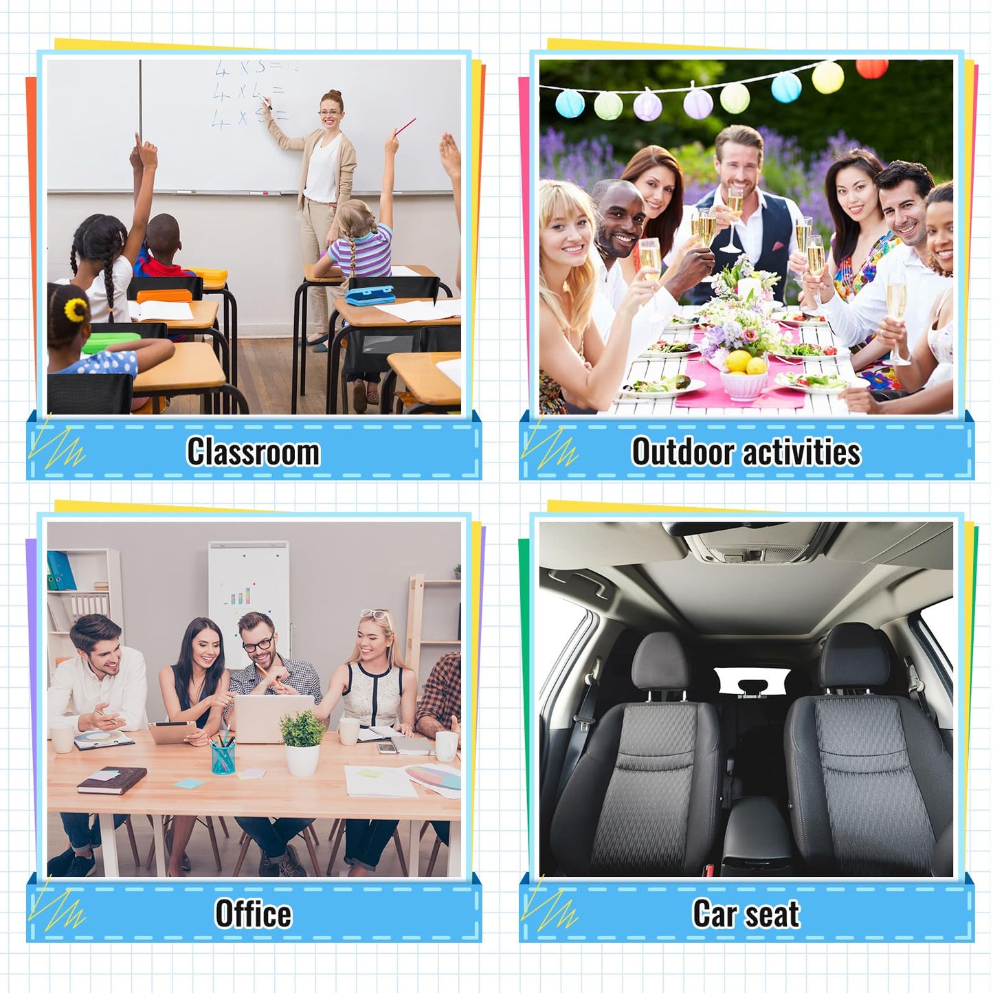 Chapou 48 Pcs Chair Pockets for Classroom 14 x 18'' Black Chairback Storage Pocket Seat Back Organizer 900d Oxford Over The Chair Chart with Name Slot for Student Back to School Classroom Office Home