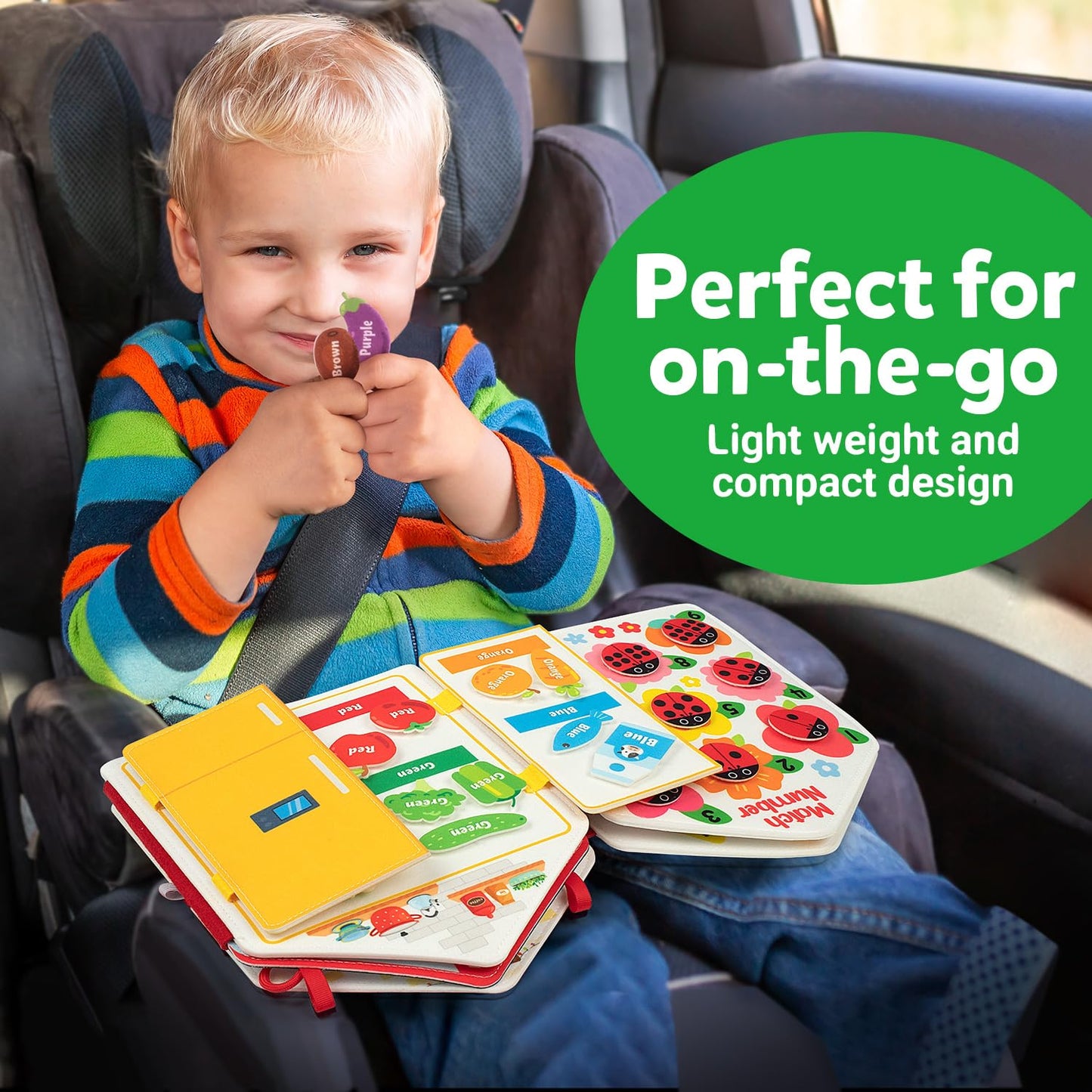 Coogam Toddler Felt Montessori Busy Book, Activity Sensory Boards Fine Motor Skill Quiet Book Car Travel Autism Toys Preschool Learning Educational Toy Gift for Kids
