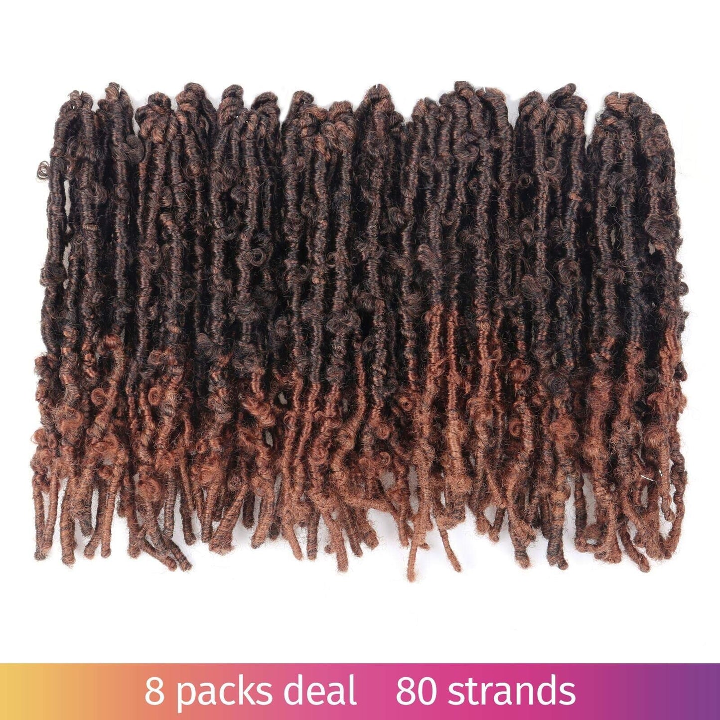TOYOTRESS Butterfly Locs Crochet Hair - 12 inch 8 Pcs Pre-twisted Distressed Crochet Braids Pre-looped Synthetic Braiding Hair Extensions (12 Inch,T30)