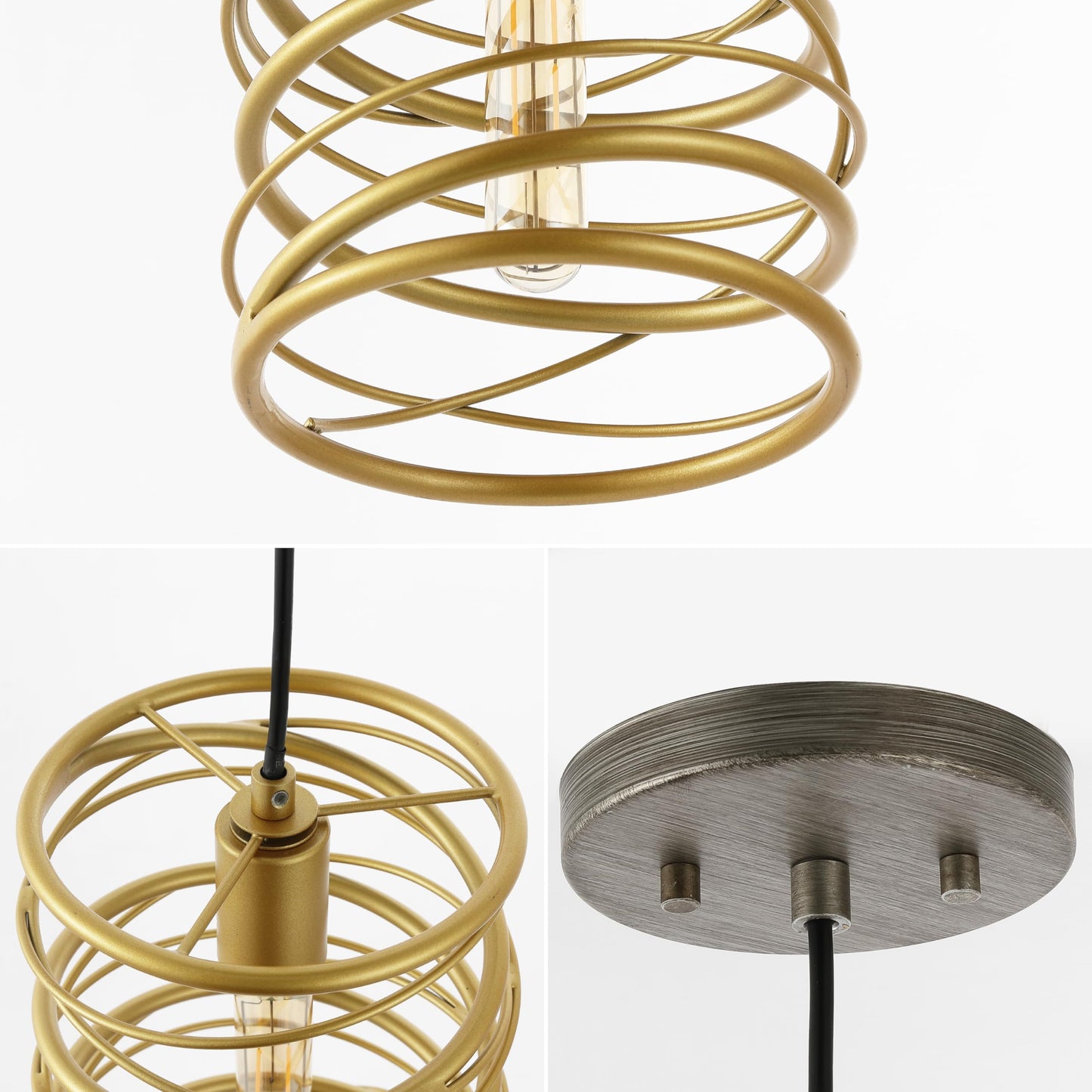 JONATHAN Y JYL7910A Helisa 7.25" 1-Light Modern Contemporary Iron Spiral LED Pendant, Gold Paintingfor Bedside Table, Kitchen Island, and Dining Table