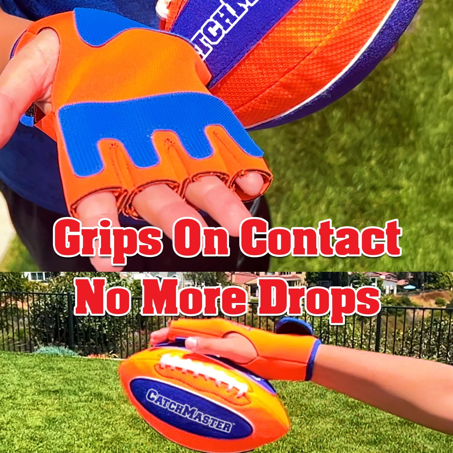 CatchMaster Water Football Set – Pool & Beach Easy Catch Hook-and-Loop Ball + 2 Gloves, Waterproof Outdoor Backyard Game