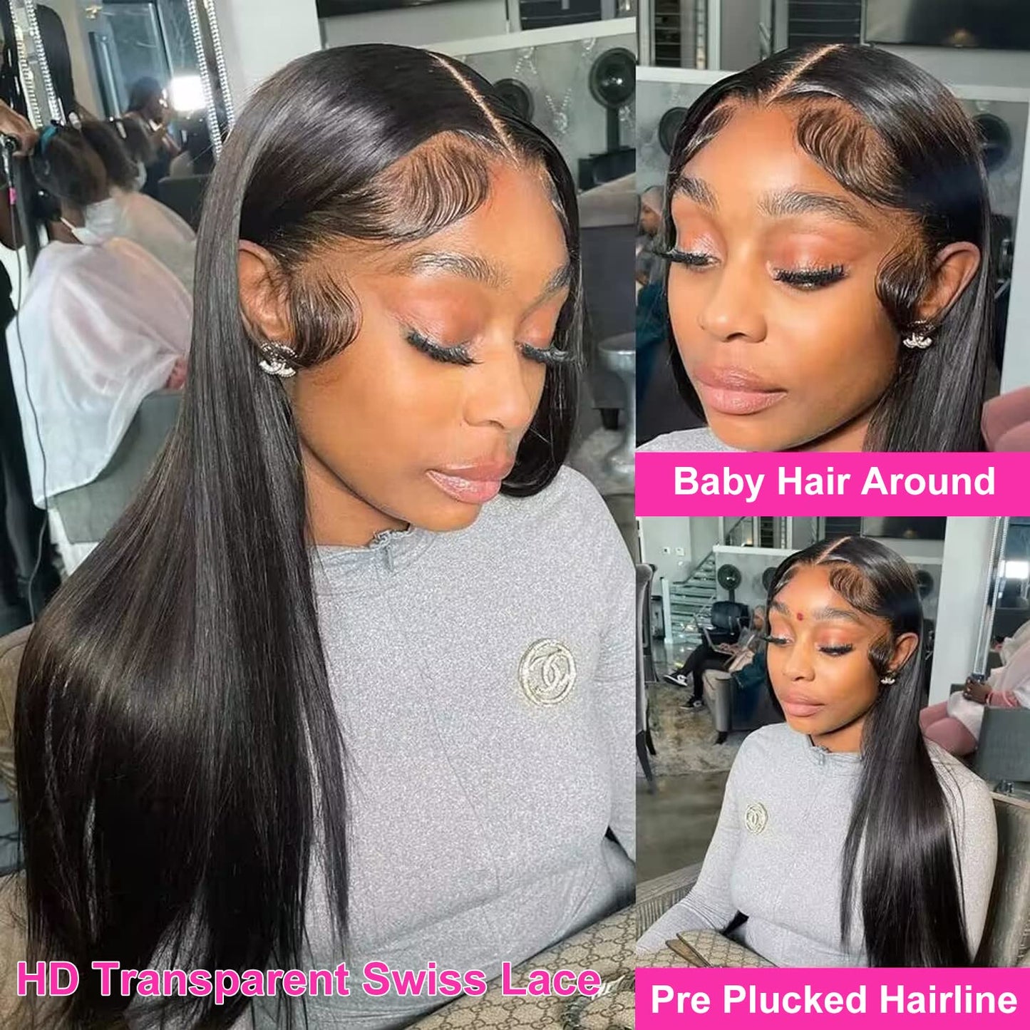 mengkai 13X6 Straight Lace Front Wigs Human Hair Pre Plucked with Baby Hair 13x6 HD Transparent Lace Frontal Wigs Human Hair 180% Density Straight Human Hair Wigs for Women 30 Inch Glueless Wigs