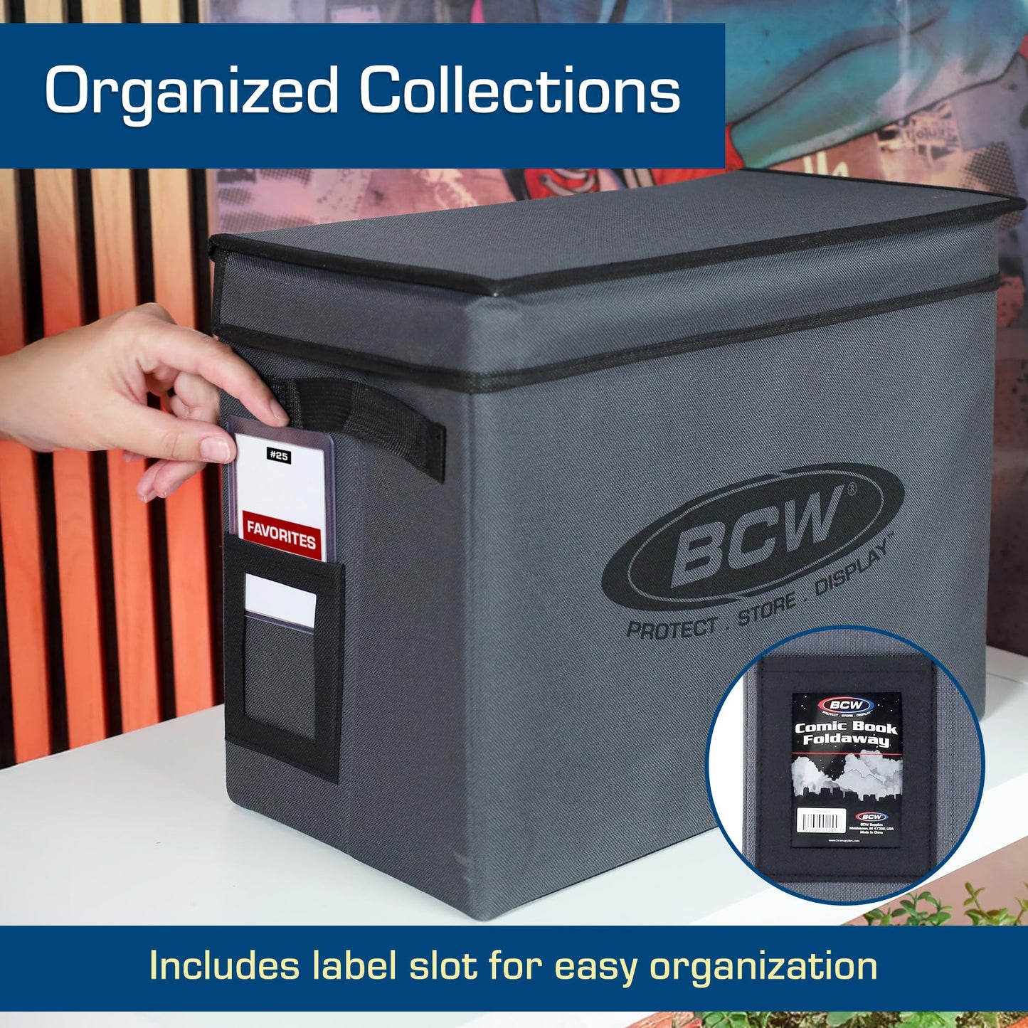 BCW Comic Book Storage Box - 2 ct | Foldable Case | Each fits 125-150 Sleeved and Boarded Comic Books | Comic Book Storage For Silver, Bronze, and Current Comics (2 Pack, Gray)
