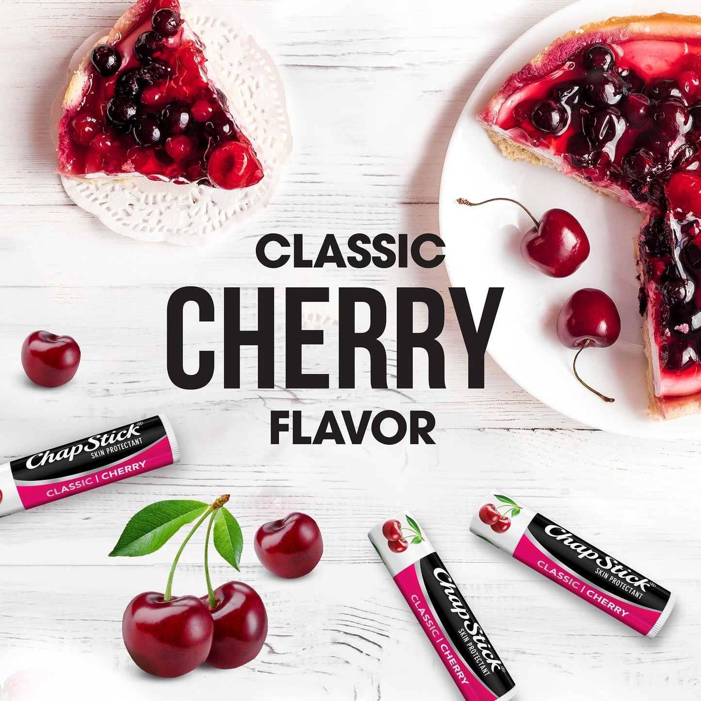 ChapStick Lip Balm, Classic Cherry 3-Packs (12 Sets/36 Tubes) – Bulk Lip Care, Fruity & Sweet, 0.15 Oz Ea
