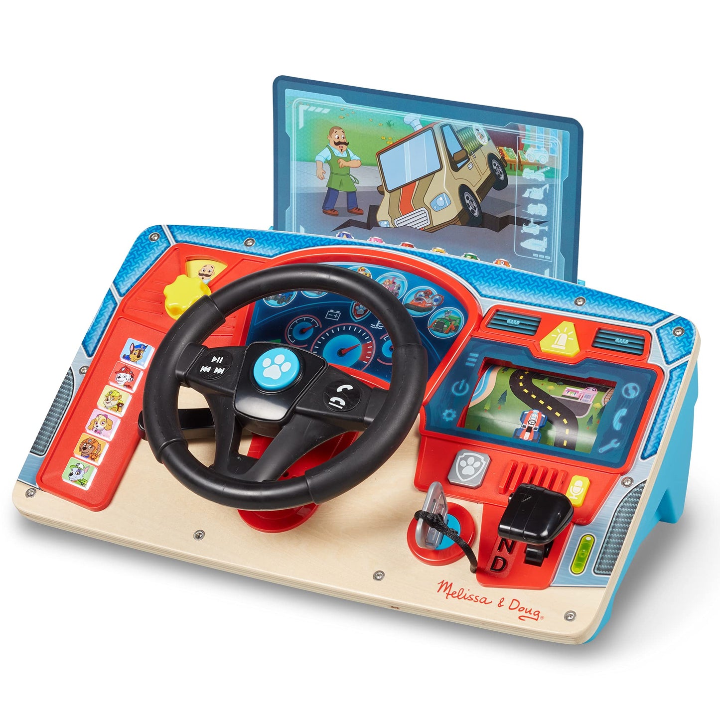 Melissa & Doug PAW Patrol Rescue Mission Wooden DashboardKids Activity Board, Toddler Sensory Toys, Pretend Play Driving Toy, PAW Patrol Toys for Kids Ages 3+