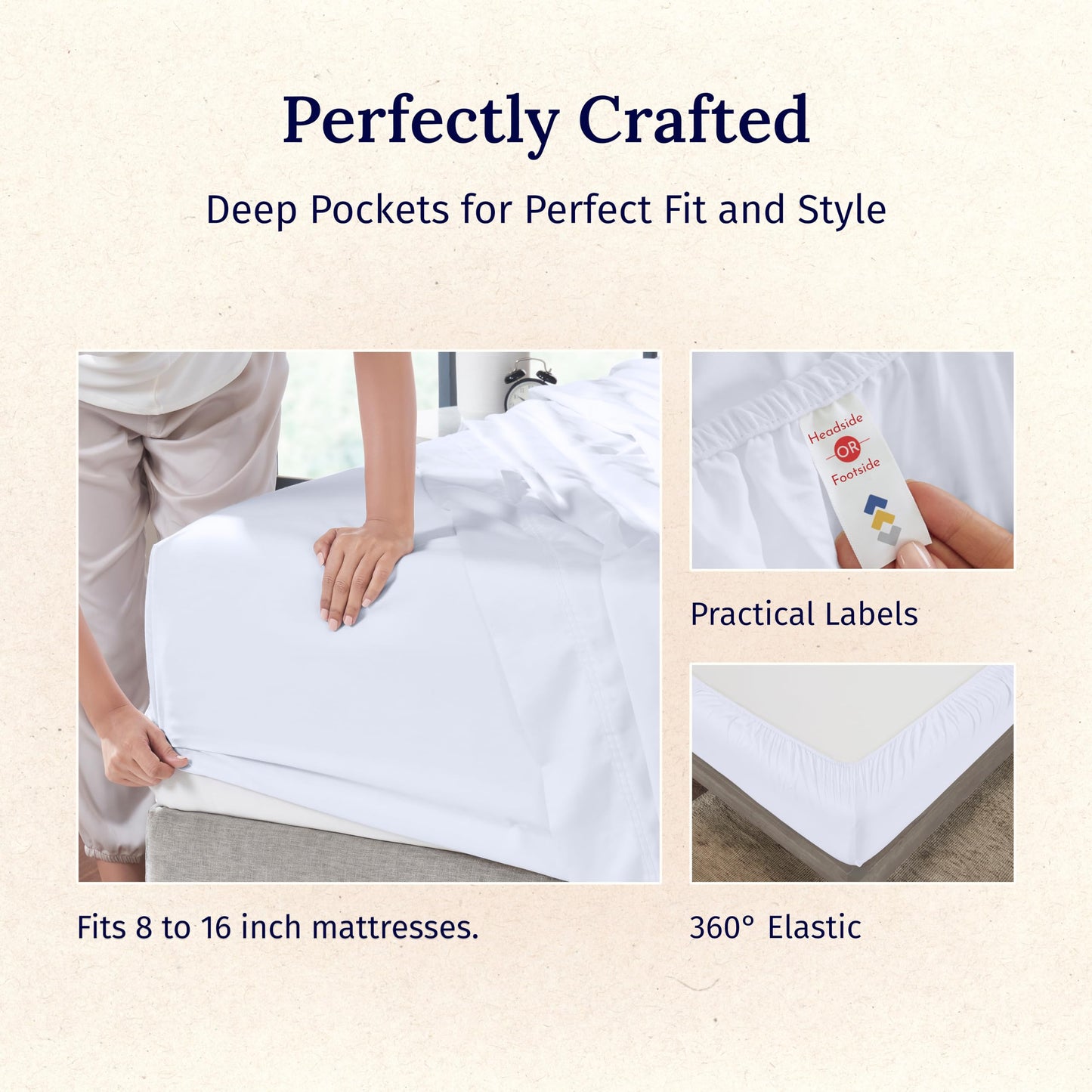 California Design Den Deep Pocket King Sheets Set - Luxury 600 Thread Count Sateen, 100% Cotton Sheets with All Around Elastic for a Snug Fit, Hotel Quality Bedding Set - White
