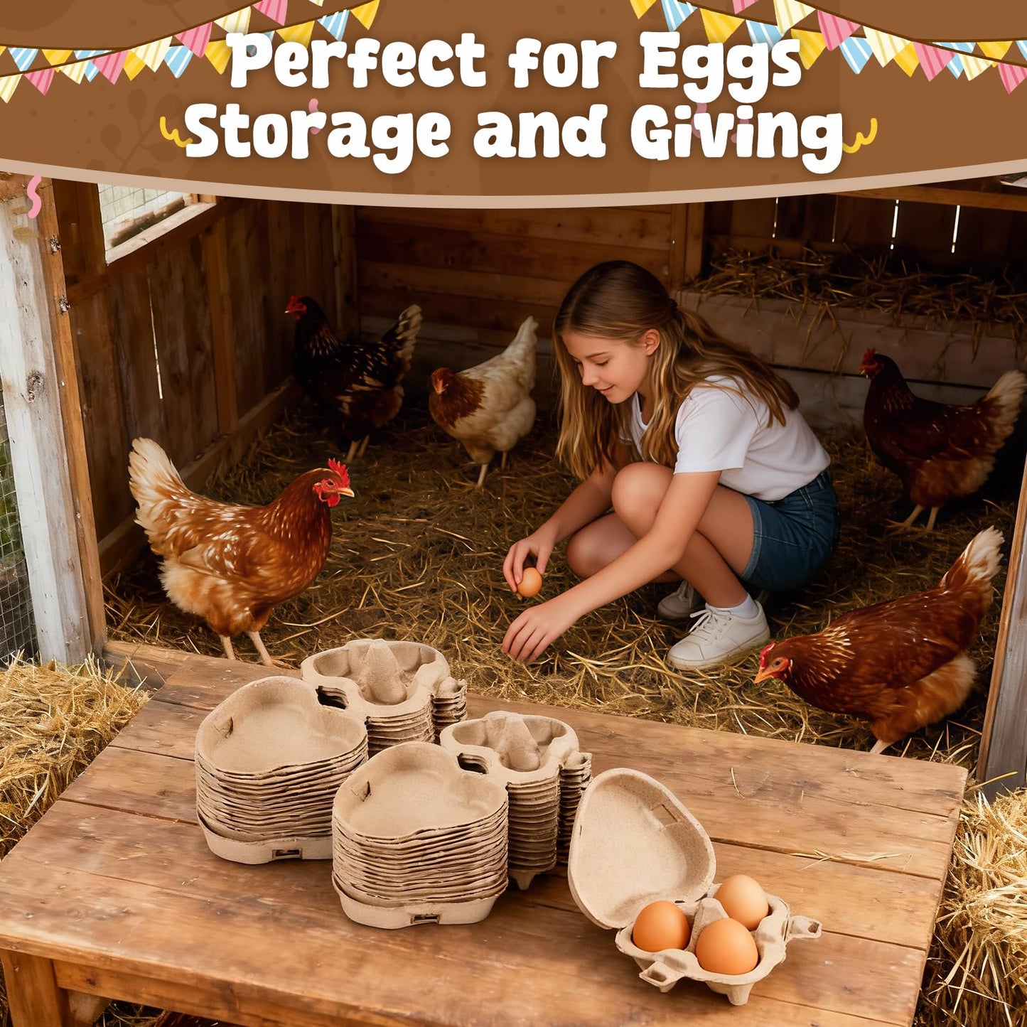 Gleom 96 Pcs Heart Shaped Egg Carton for Valentine's Day & Easter, Reusable Egg Cartons Holds 3 Eggs, Bulk for Home Kitchen Baking Storage (96)