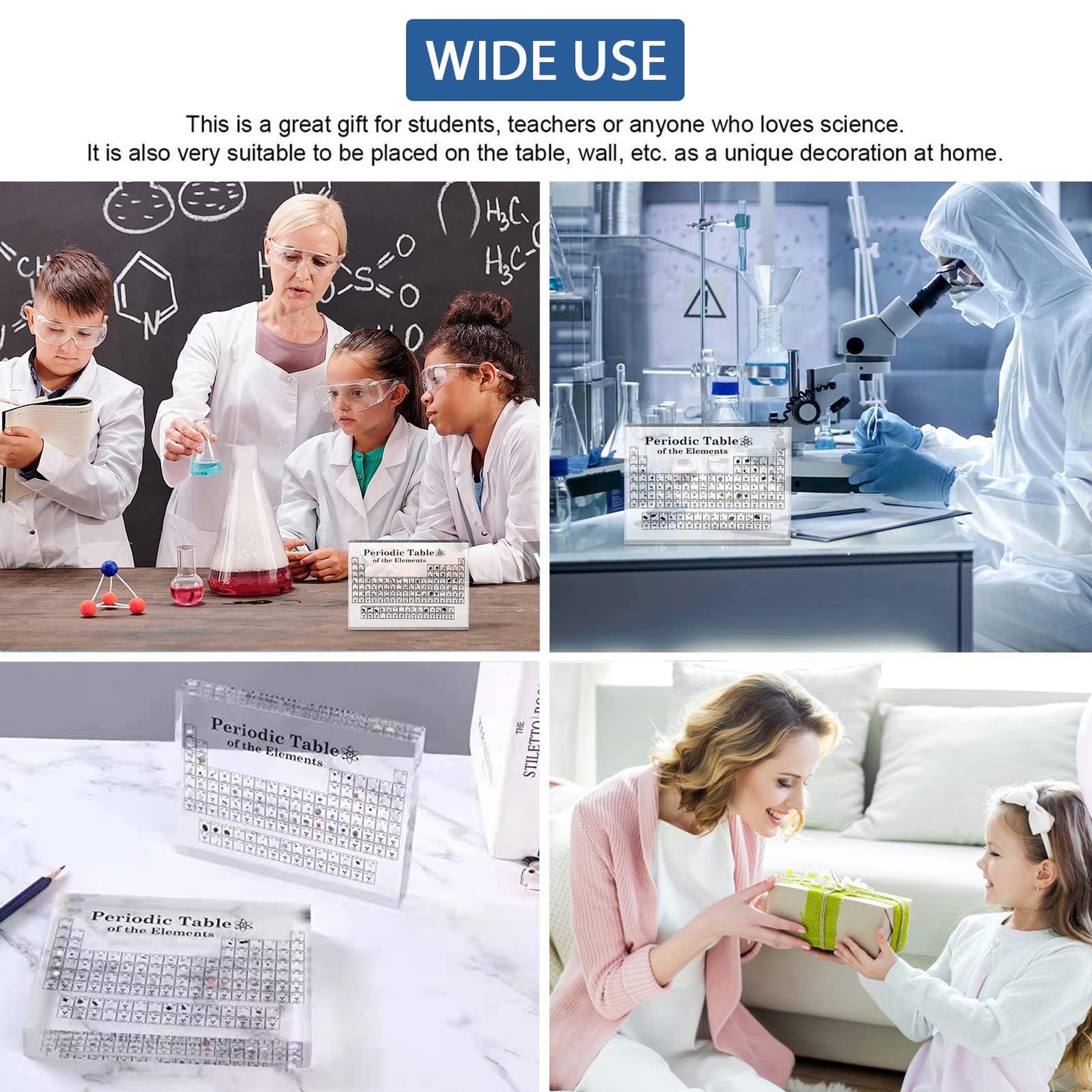 weiship Periodic Table with Real Elements Inside, 8x5x1inch Acrylic Periodic Table Display with 83 Real Elements Samples Craft Decoration Teaching Tool Gift for Students, Teacher, Science Lovers (8x5x1inch/20x12.5x2.4cm)
