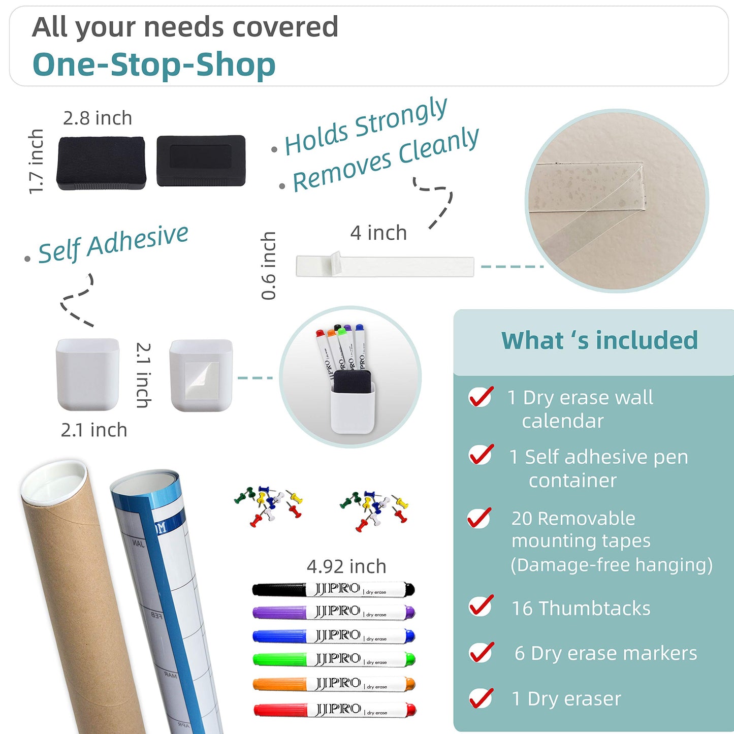 Large Dry Erase Wall Calendar - 38" x 72" - Undated Blank Reusable Yearly Calendar - Giant Whiteboard Annual Poster - Laminated Office Jumbo 12 Month Calendar