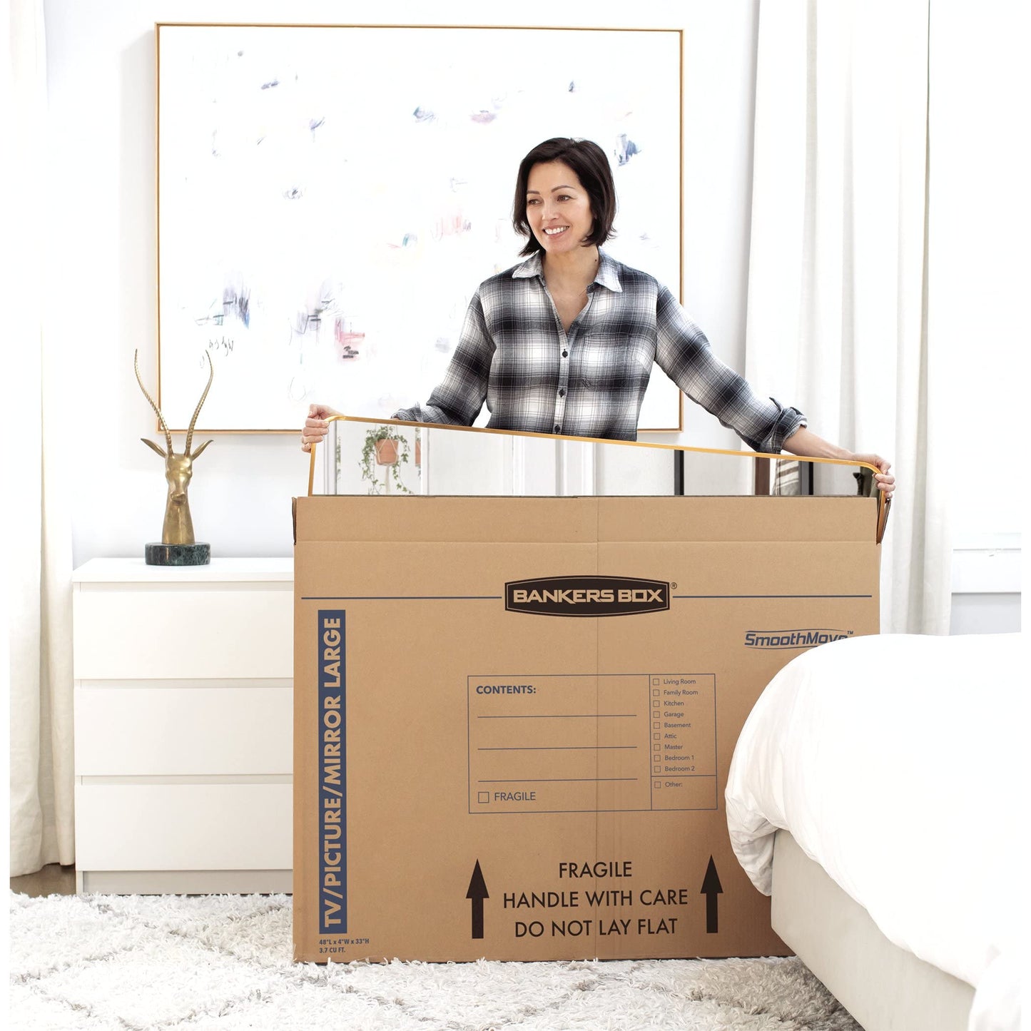 Bankers Box Large, Up to 55" TV/Picture/Mirror, Moving Box 4 Pack, 48" x 4" x 33", Cardboard