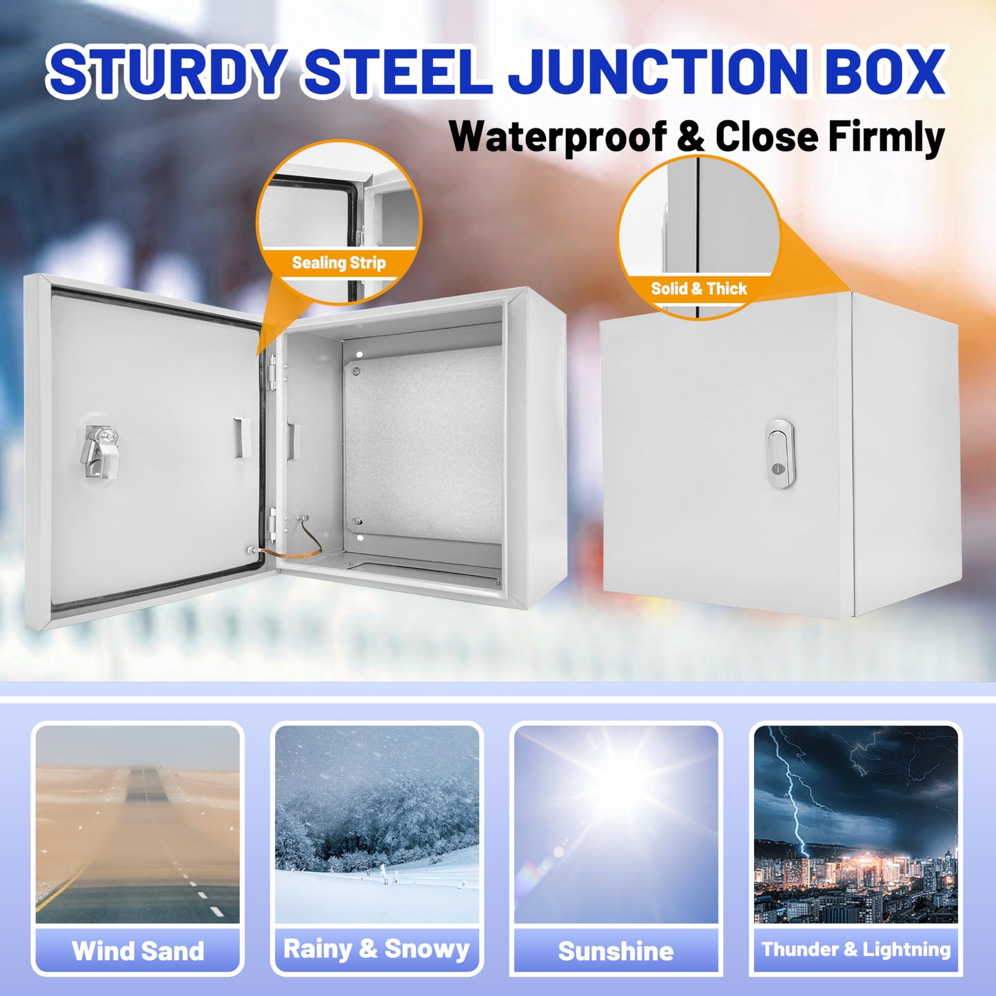 CXCESNS Outdoor Electrical Box 12 x 12 x 8''D NEMA 4X Enclosure Steel Box, Waterproof & Dustproof Outdoor/Indoor Lockable Electrical Junction Box, with Mounting Plate