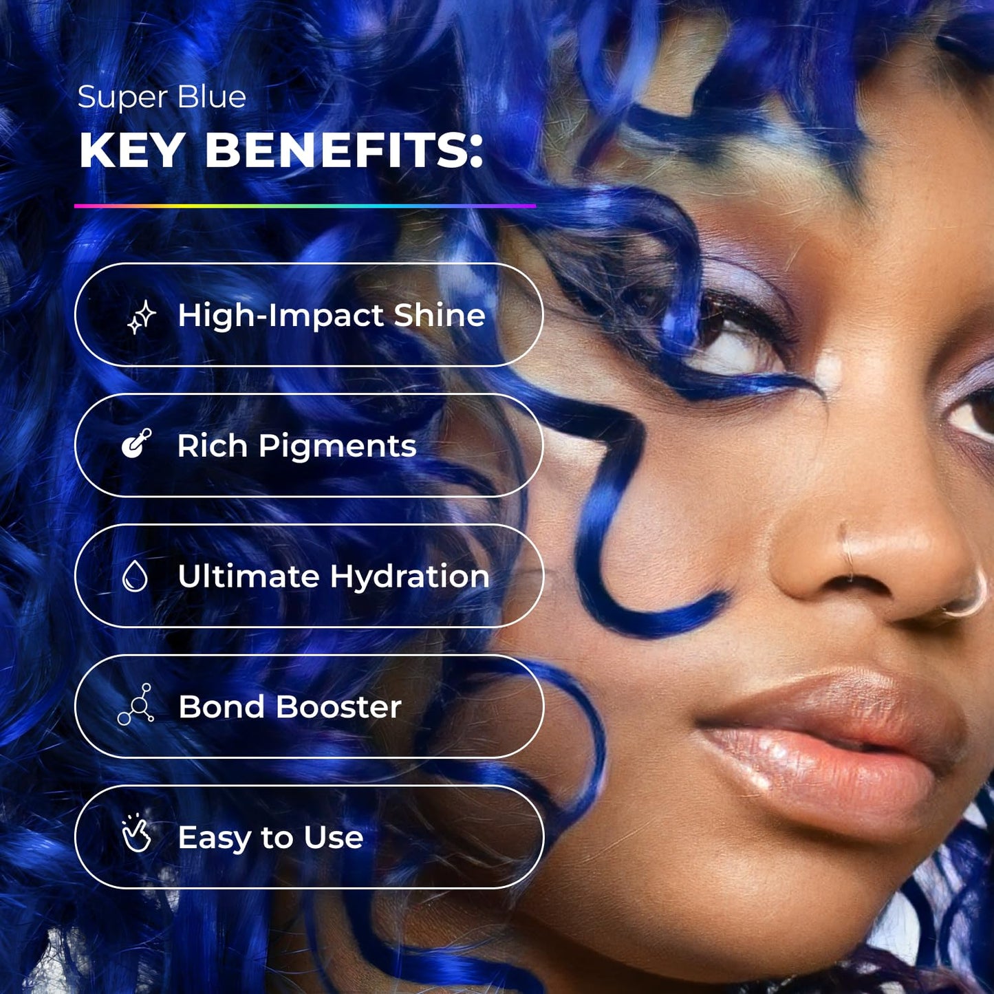 XMONDO Color Super Blue Depositing Mask & Semi-Permanent Blue Hair Dye | Infused with Bond Booster Technology & Hyaluronic Acid for Nourishment, Revitalization & Repair, Vegan Formula, 8 Fl Oz 1-Pack