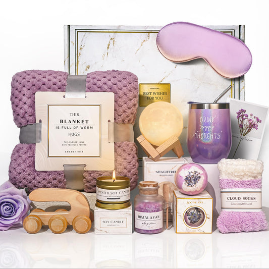 AHAGIFTREE Gift Baskets for Women,11PC Birthday Gifts,Think of You,Thankyou ,self care,care package,relaxation,new beginnings gifts for women,friend,mom,sister