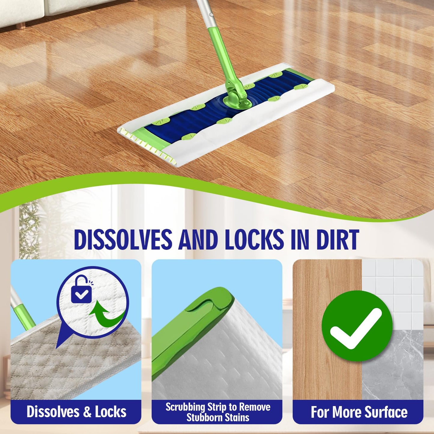 FURCIELOS 40 Count XL Heavy Duty Wet Mopping Cloths Refill Compatible with Swiffer Sweeper XL Mop, Disposable Wet Pads Refill X-Large Size for Multi-Surface Floor Cleaning, Lavender Scent