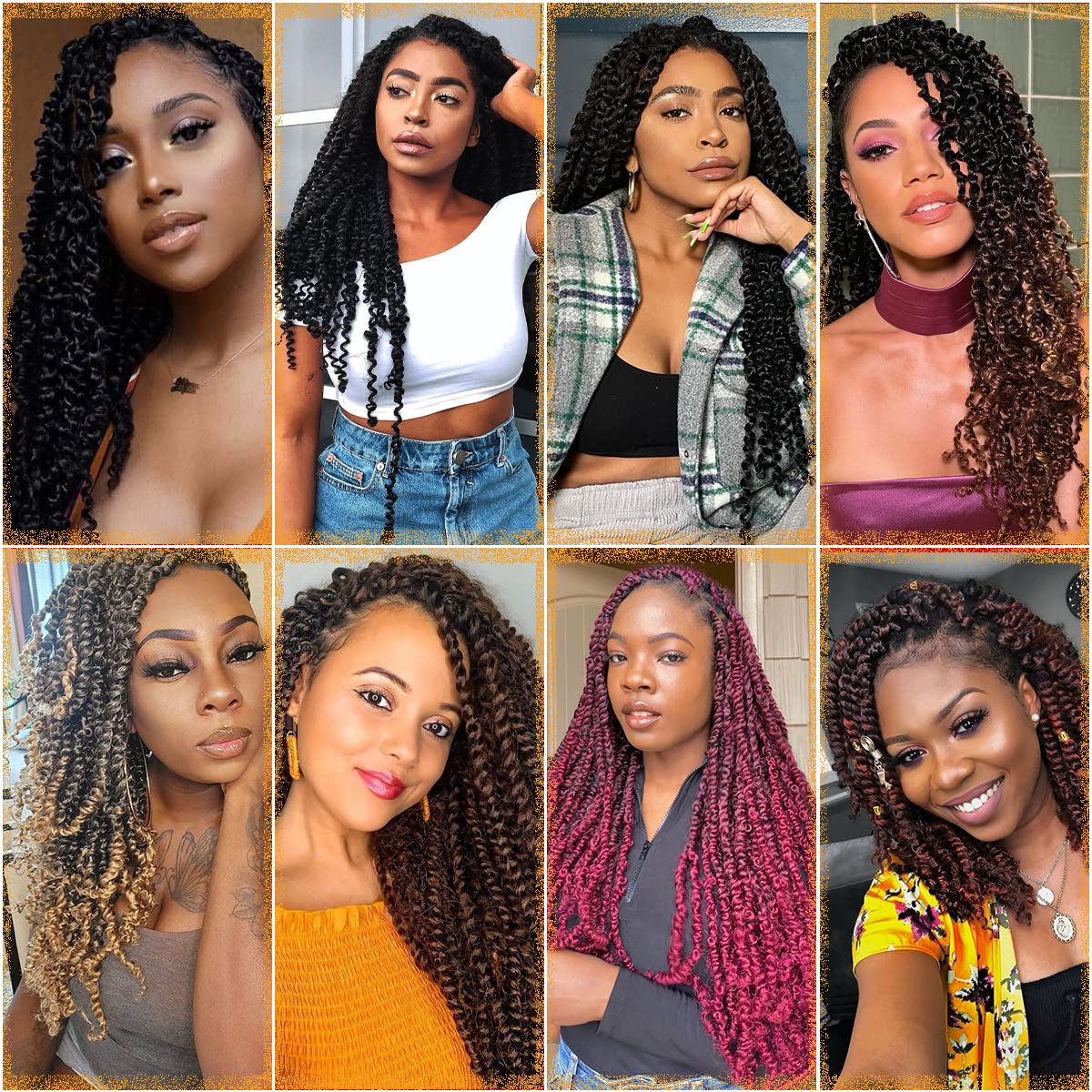 Nice One Pre-Twisted Passion Twist Hair 14 Inch, Short Passion Twist Crochet Hair for Women 8 Packs Ombre Brown Pre-Looped Passion Twists Braiding Synthetic Hair Extensions (14inch,T30#)