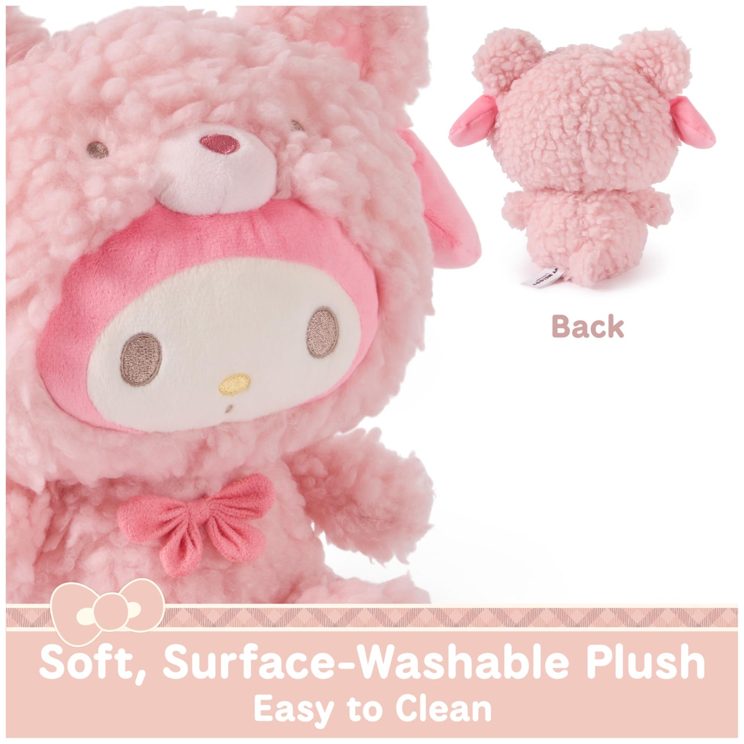 GUND Sanrio Official Hello Kitty and Friends My Melody Café Latte Teddy Bear Plush, Collectible Plush Toy, Stuffed Animal for Ages 1 and Up, Pink, 10”
