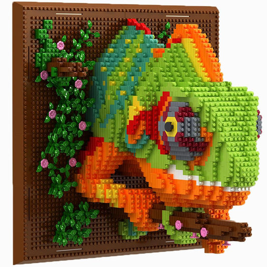 Chameleon Animal 3D Wall Art Micro Mini Building Blocks Set for Adults, Unique Home Wall Decor or Table Display, No Compatible with Lego, Ideal Birthday Christmas Toy Gift for Teens (2688 PCS)