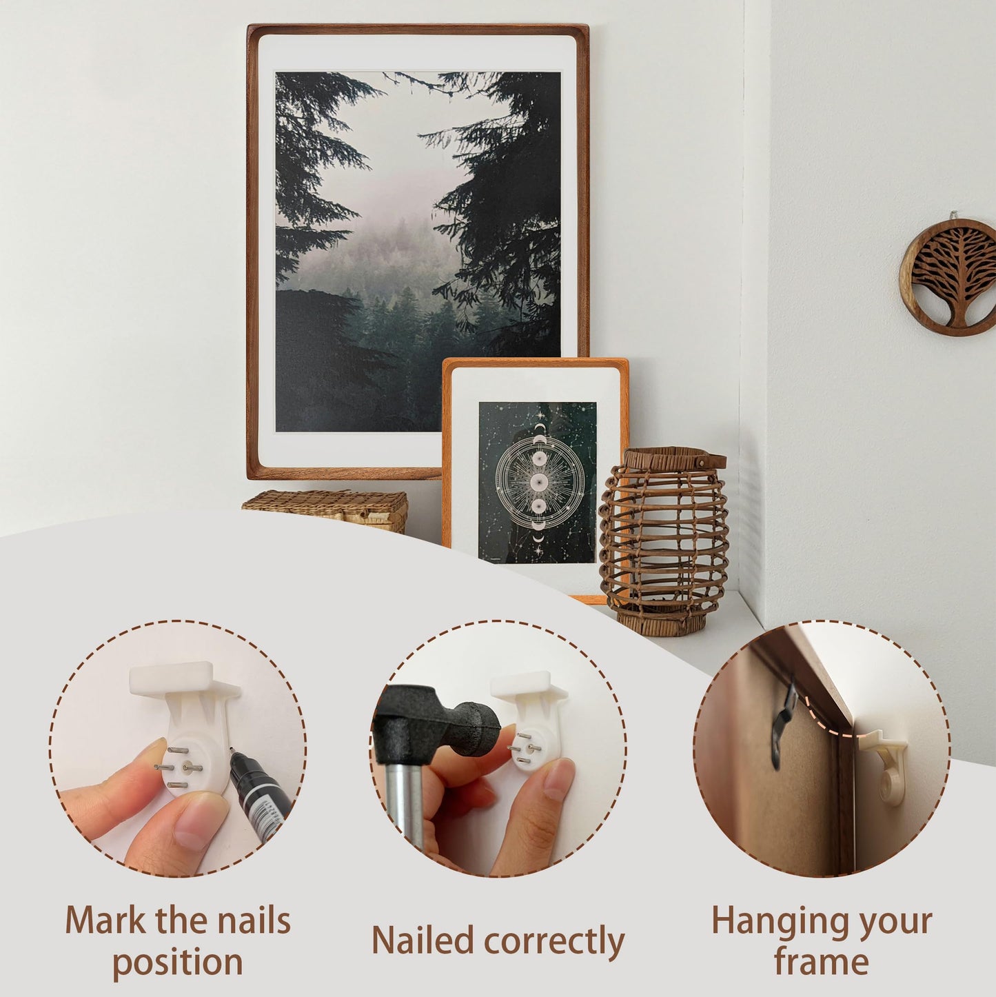 Gdfmsc 11x14 Picture Frame with Mat for 5x7/8x10, Natural Walnut Wood Handcrafted Rounded Corner with Real Glass, Vertical or Horizontal Display Photo Gallery Wall Mounting Frame