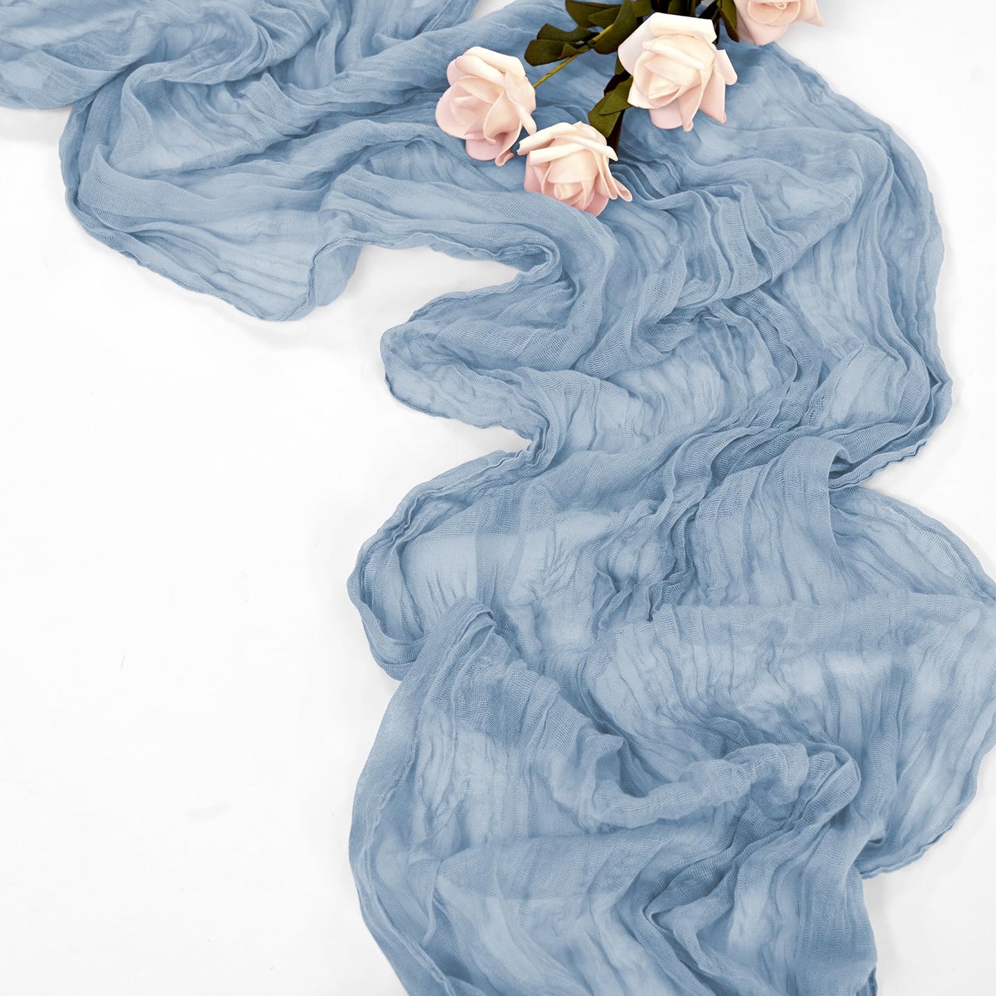 20 Pack Dusty Blue Table Runner 10Ft Cheesecloth Table Runner Boho Gauze Cheese Cloth Table Runners Romantic Long Sheer Fabric Table Runners for Wedding Party Bridal Shower