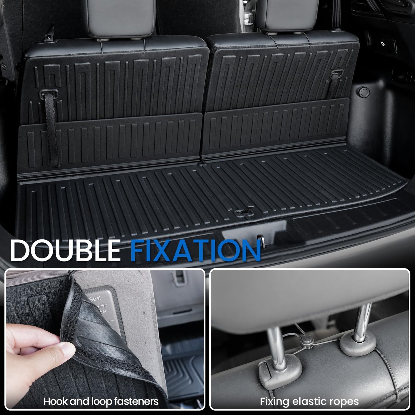 JOULARISE Cargo Liner Backrest Mats for 2022-2025 2026 Mitsubishi Outlander (Not Fit Sport or PHEV), All Weather TPE Cargo Trunk Mat Seat Back Protectors Accessories(Cargo Mat+3rd Row Backrest Mats)