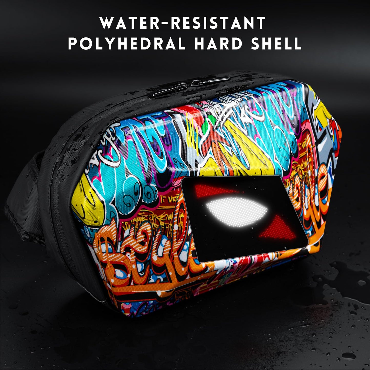 Gelrova Loy Devil Eye LED Fanny Bag, LED Display Screen DIY, Outdoor Fashion Travel Sling Bag, Graffiti