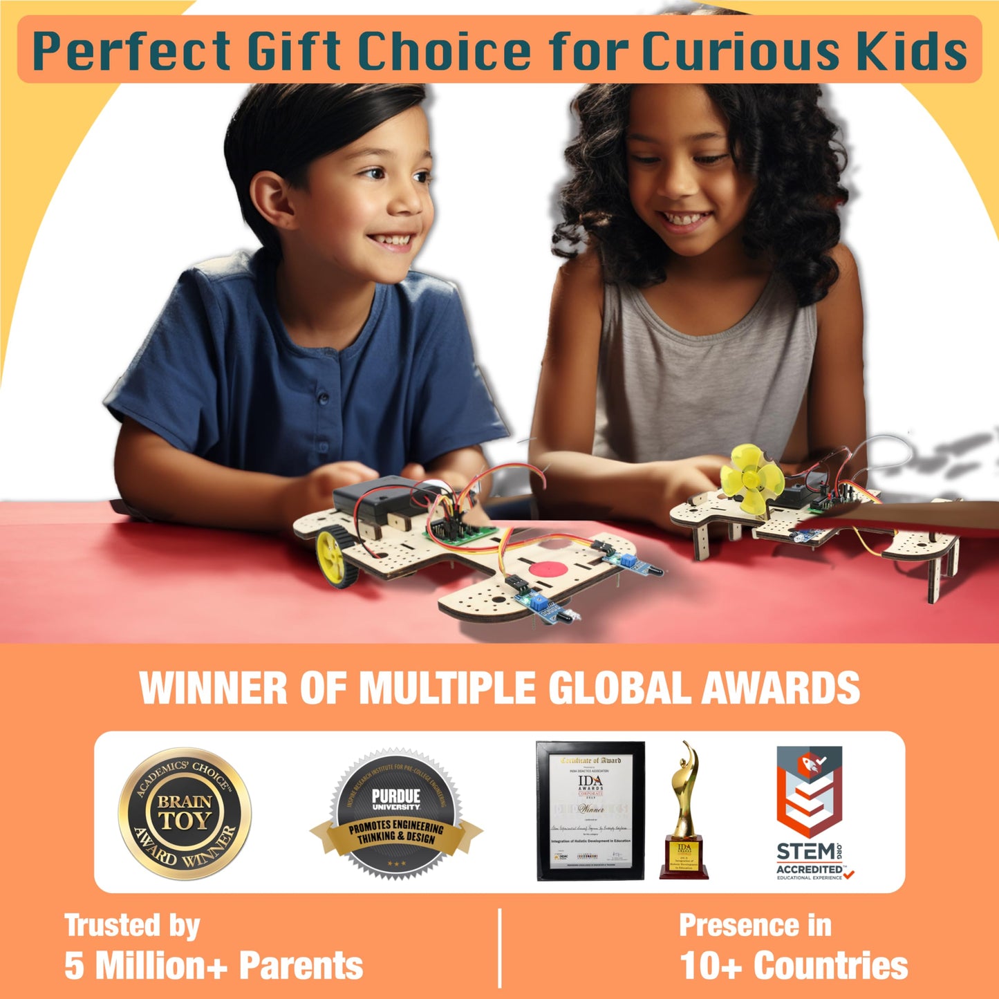Butterfly Edufields 10in1 STEM Robotics Kit for Kids 8-14, Electronics and Engineering Circuit Board, Science Kit for Ages 12-14