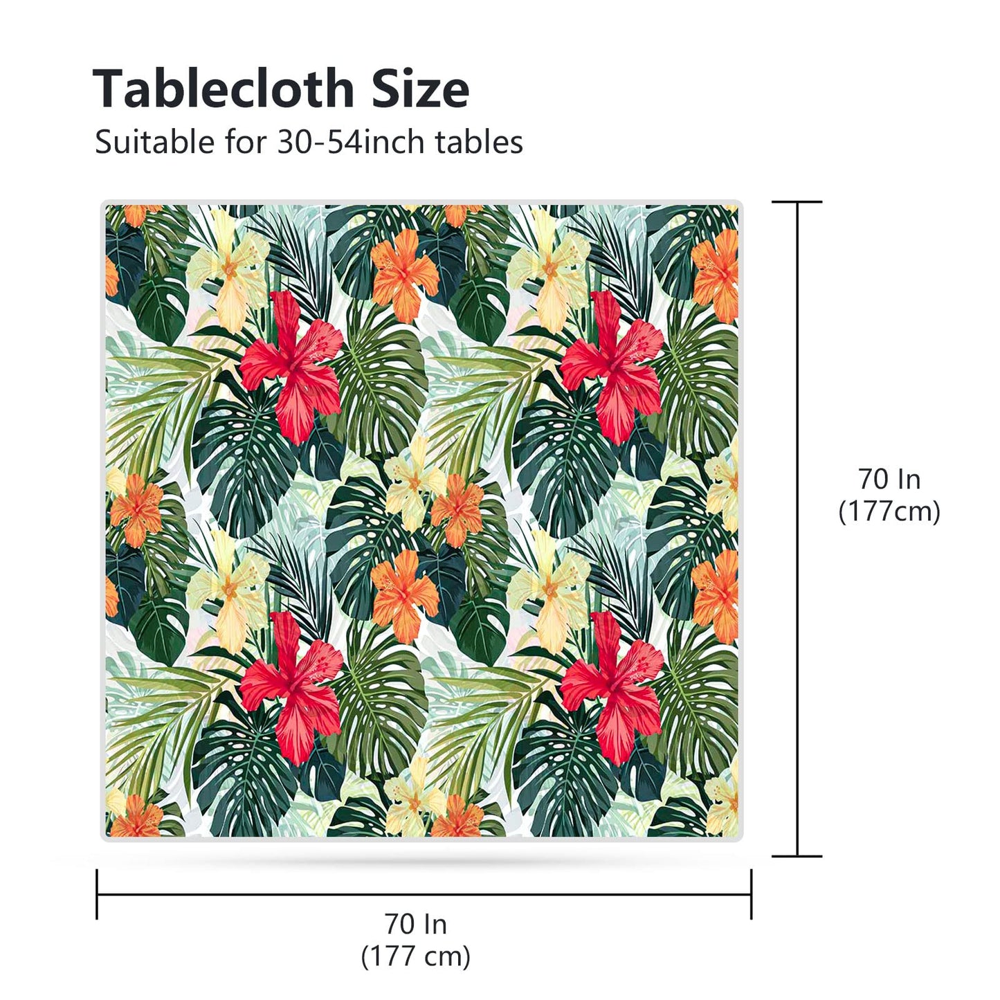 VVA Square Tablecloth 70"x70"-Stain Wrinkle Resistant Reusable Washable Polyester Hawaiian Tablecloth Tropical Tablecloth- Square Table Cloth for Home Dining Rooms and Kitchen Indoor Outdoor Events