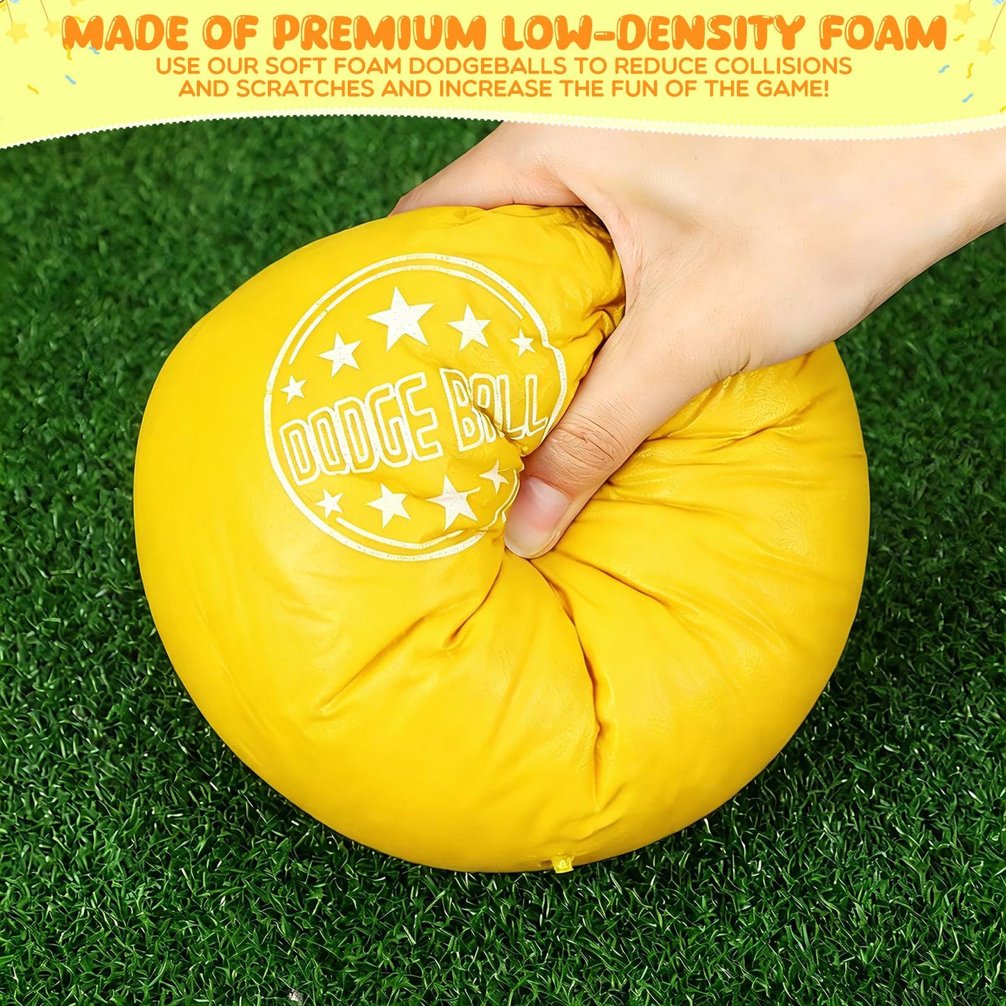 Jerify 12 Pcs Foam Dodgeballs Sets, 6 Inch Soft Foam Dodgeball Balls for Kids & Adults, Non-Sting Playground Sports Equipment for Outdoor & School Games(Yellow)