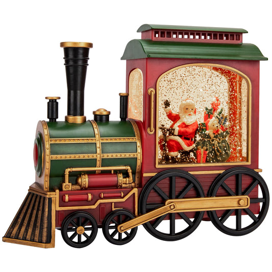 Christmas Train Snow Globe with Music and Lights, Musical Snow Globe Lantern for Holiday Decor, Battery/USB Powered with Auto Timer for Home Holiday Decoration Gift