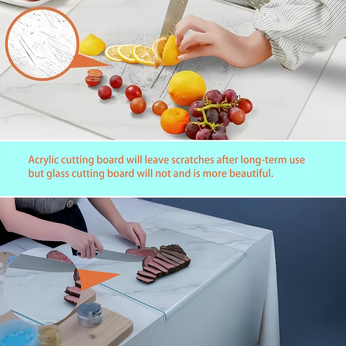 Clear Tempered Glass Cutting Board for kitchen Counter with Lip,Scratch-Resistant,Non-Slip,Glass Countertop Cutting Board,Kitchen Counter Protector Mat（17x13" Clear）