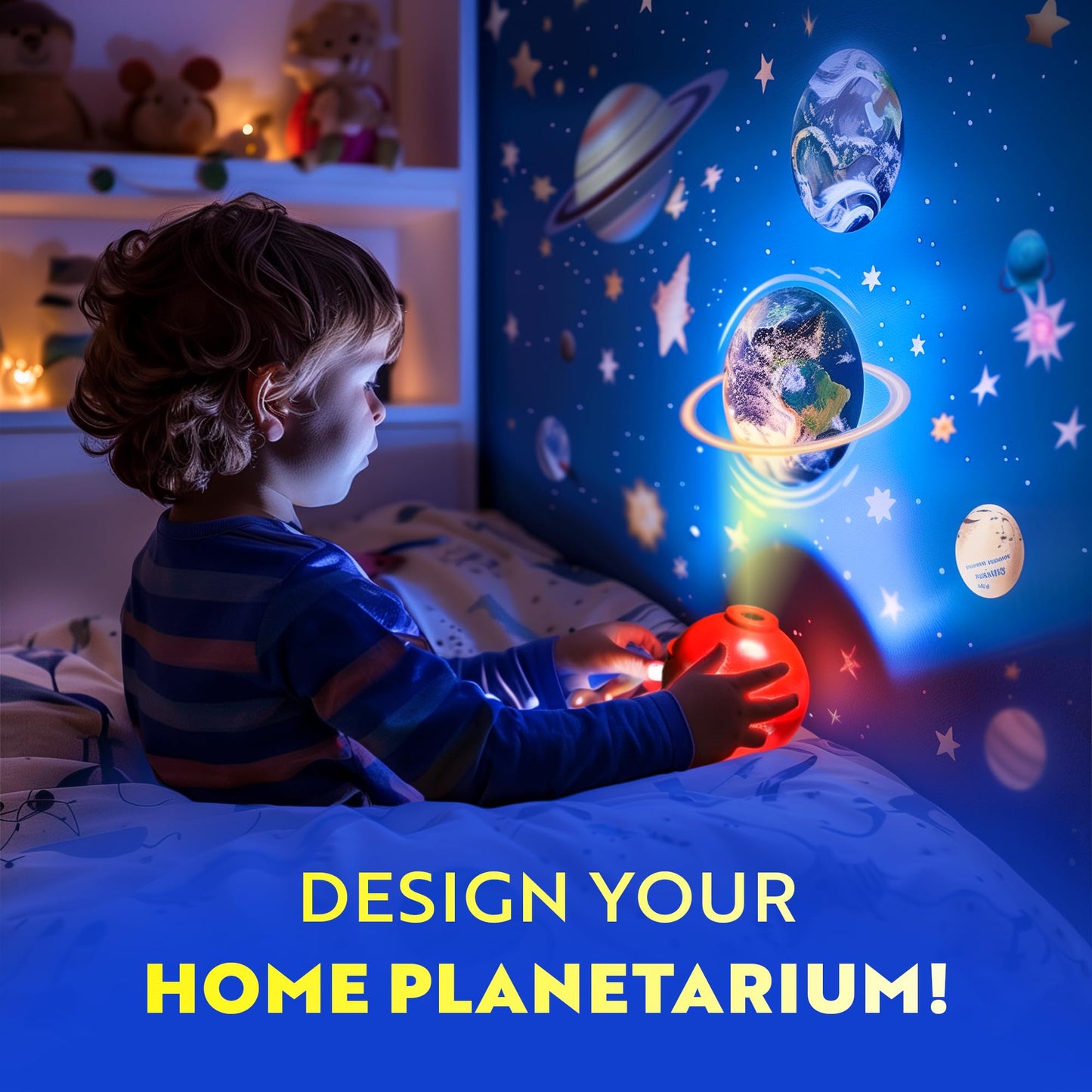 Playz Premium Solar System Model Kit for Kids - 4 Speed Motor, HD Planetarium Projector, 8 Painted Planets & 8 White Foam Balls with Paint and Brush for a Hands-On STEM DIY Project for Space Toys