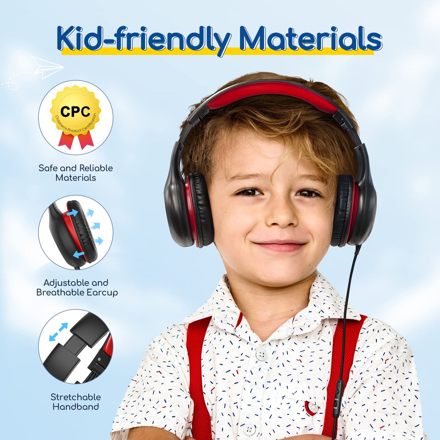 EarFun 3Packs Kids Headphones Wired with Microphone, 85/94dB Volume Limit Headphones for Kids, Portable Wired Headphone with Shareport, Stereo Sound Foldable Headset for School/Tablet/iPad/Kindle