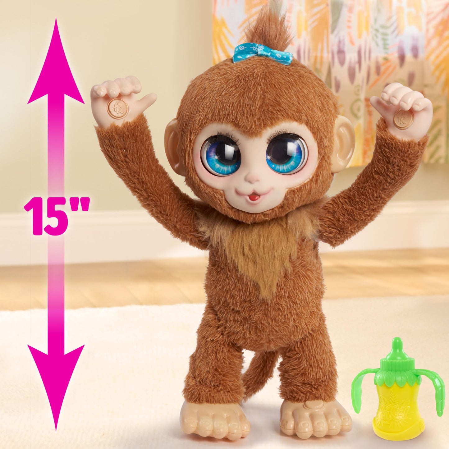 furReal Peanut The Playful Monkey Interactive Toy, 15-inch Realistic Plush, Kids Toys for Ages 4 Up, Gifts and Presents