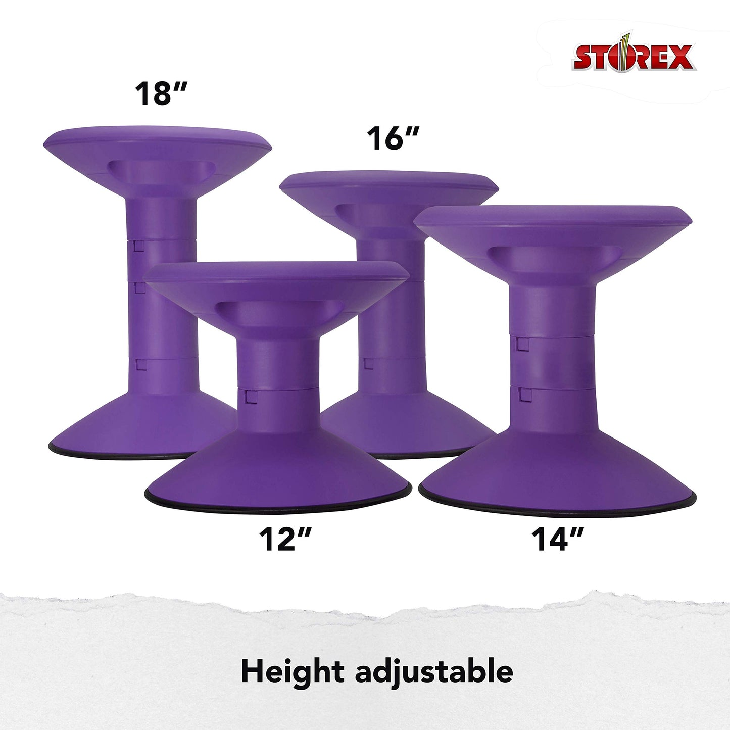 Storex Wiggle Stool – Active Flexible Seating for Classroom and Home Study, Adjustable 12-18 Inch Height, Violet (00307U01C)
