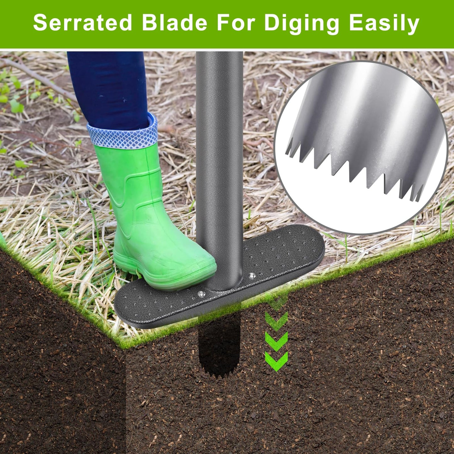 Dolibest Sod Plugger, Bulb Planter Tool with Soft Rubber Grip, Grass Plugger Tool with Stainless Steel Sharp Serrations, Sod Plugger Turf Cutter for Lawn Planting Bulbs and Grass Repair