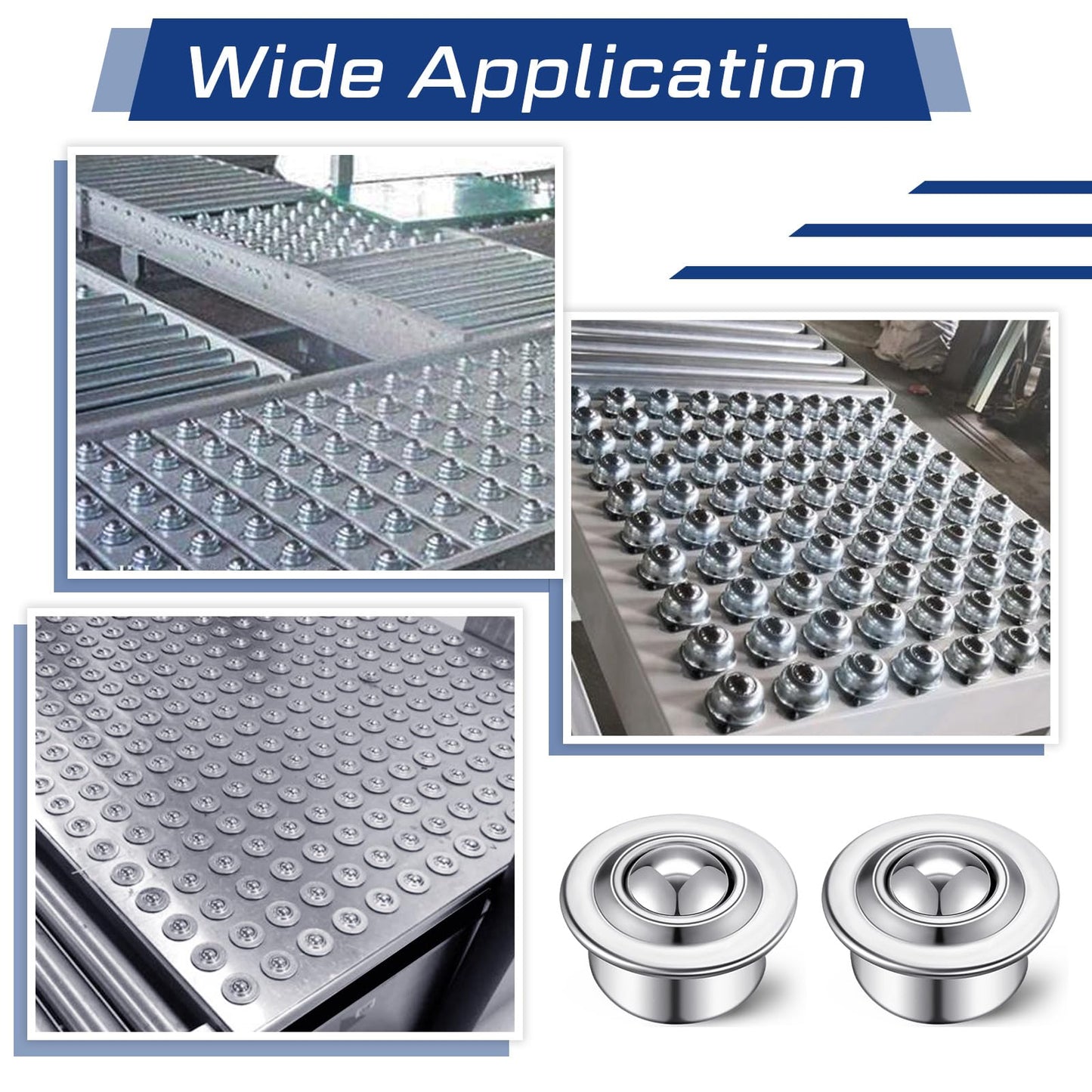 Gisafai 80 Pcs 5/8" Roller Ball Transfer Bearing Ball Transfer Bearing Casters Carbon Steel 360 Rotation for Conveyor Roller Stand Table, Load 44lbs