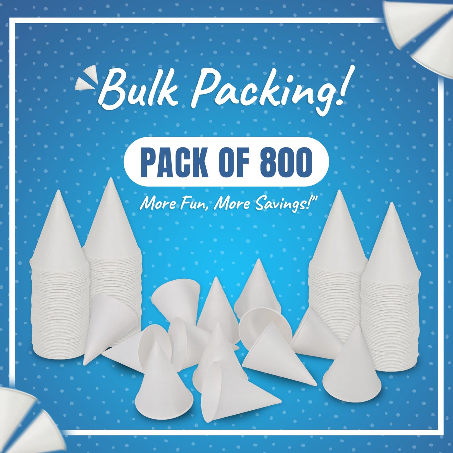 EXITOGLOBAL Paper Snow Cone Cups Bulk (Pack of 800-4.5 Oz) Paper Cone Cups for Water Cooler Dispenser, Leak-Proof, Snowcone 4.5 oz, Snow Ideal for Events, Quick Hydration & Efficient Cleanup