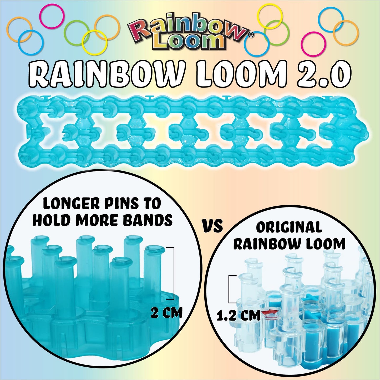 Rainbow Loom Duo Combo with Jewel Rubber Bands Collection, Features 2 connectable Rainbow Looms to Make Longer and Wider Creations, an Organizer Case, Great Activity up to 4 People 7+, Multicolor