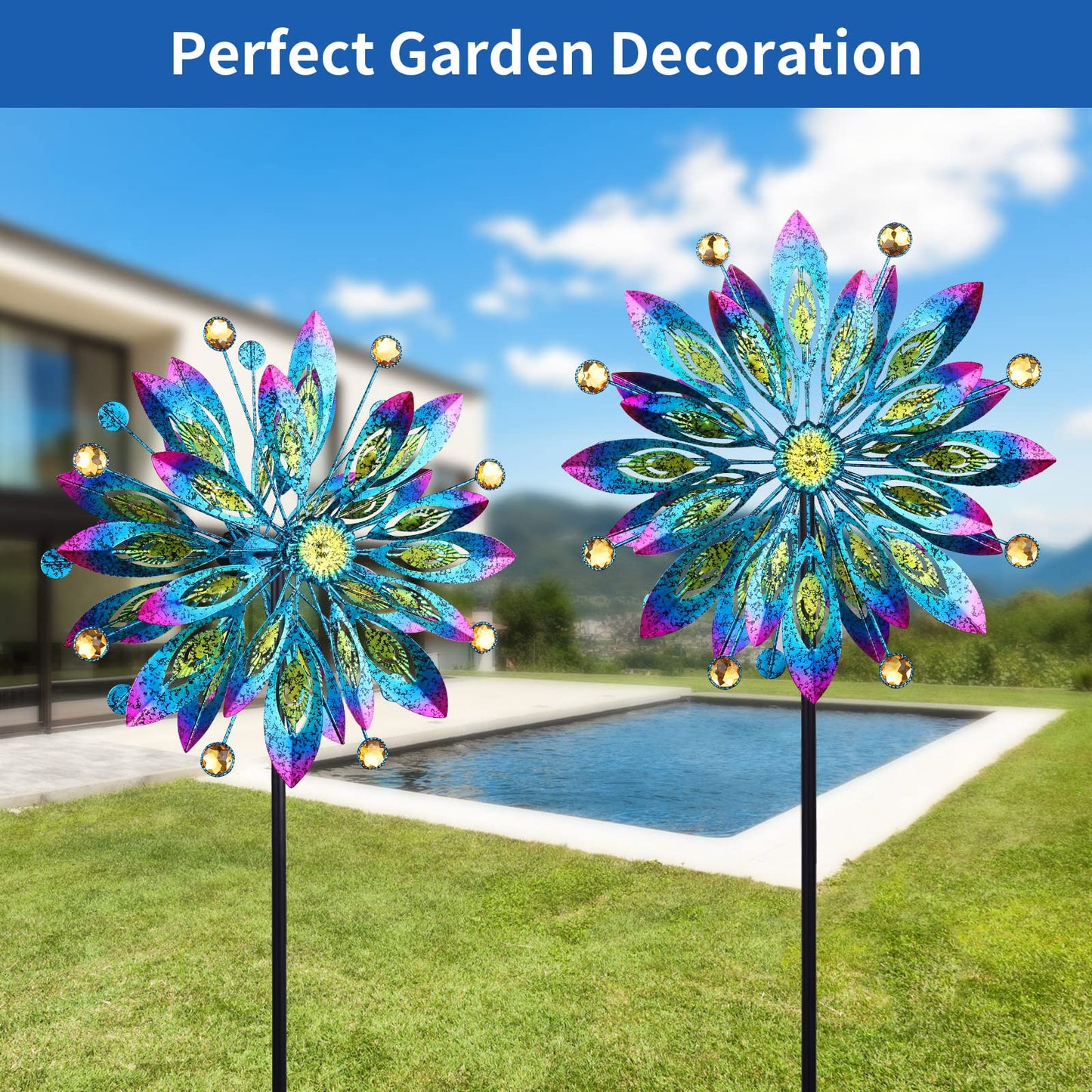 Wind Spinner for Yard and Garden Windmill Outdoor Metal Kinetic Wind Sculpture Dual Direction 360 Degrees Swivel for Yard Patio Lawn Decoration,61 Inch