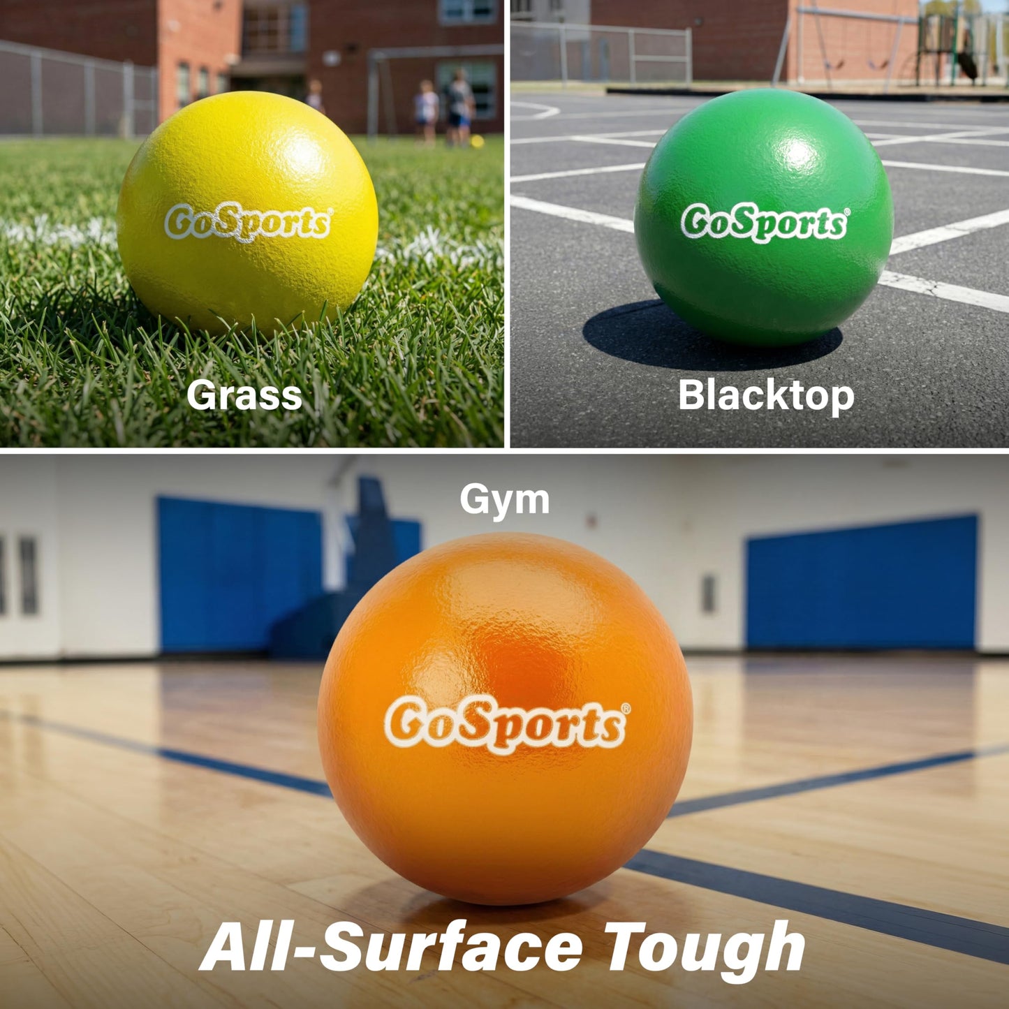 GoSports 6 Inch Soft Skin Foam Playground Dodgeballs - 6 Pack Set for Kids - Multicolor