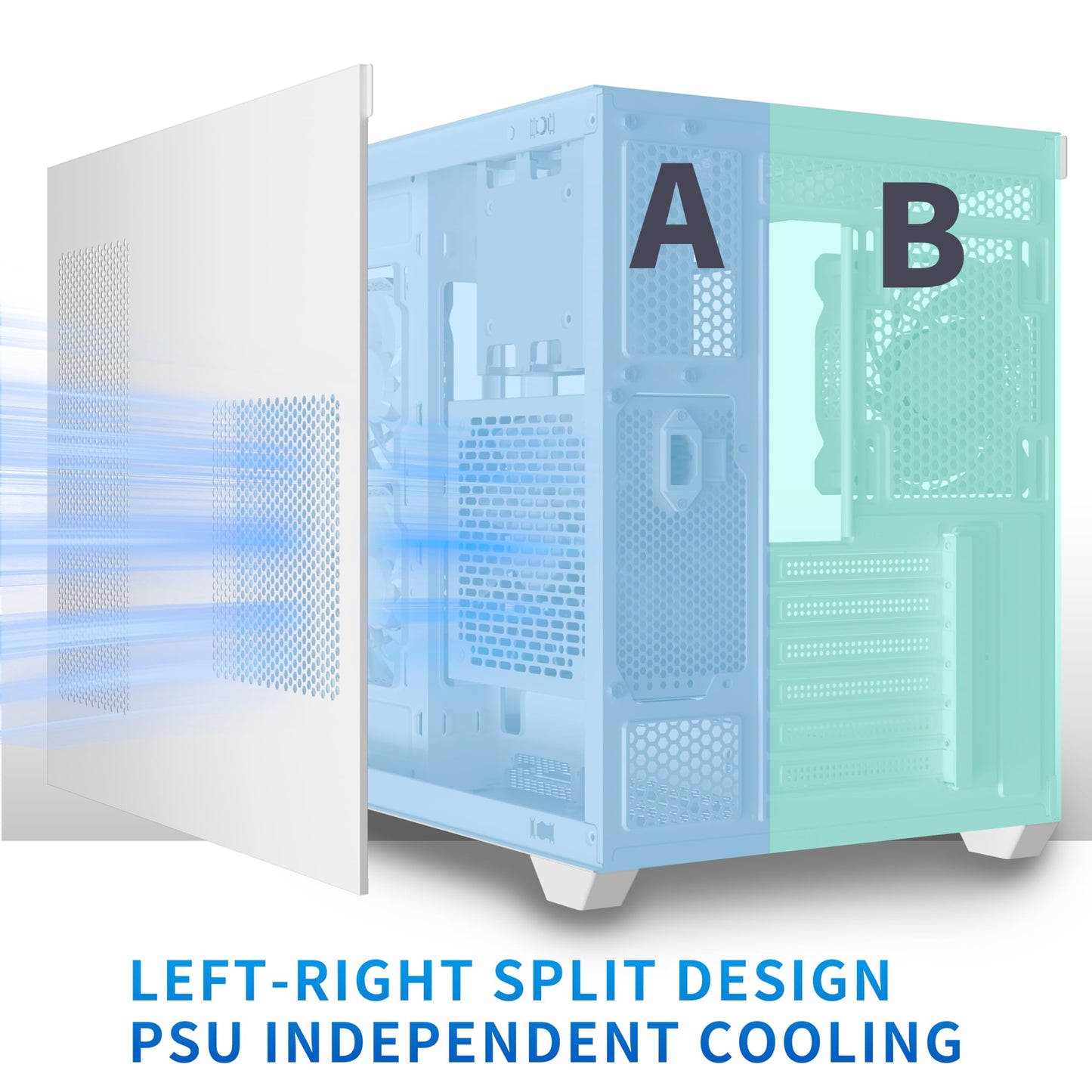 MUSETEX ATX PC Case, 6 PWM ARGB Fans Pre-Installed, 360MM RAD Support, Type-C Gaming PC Case, 270° Full View Tempered Glass Mid Tower, Pure White ATX Computer Case,Y6