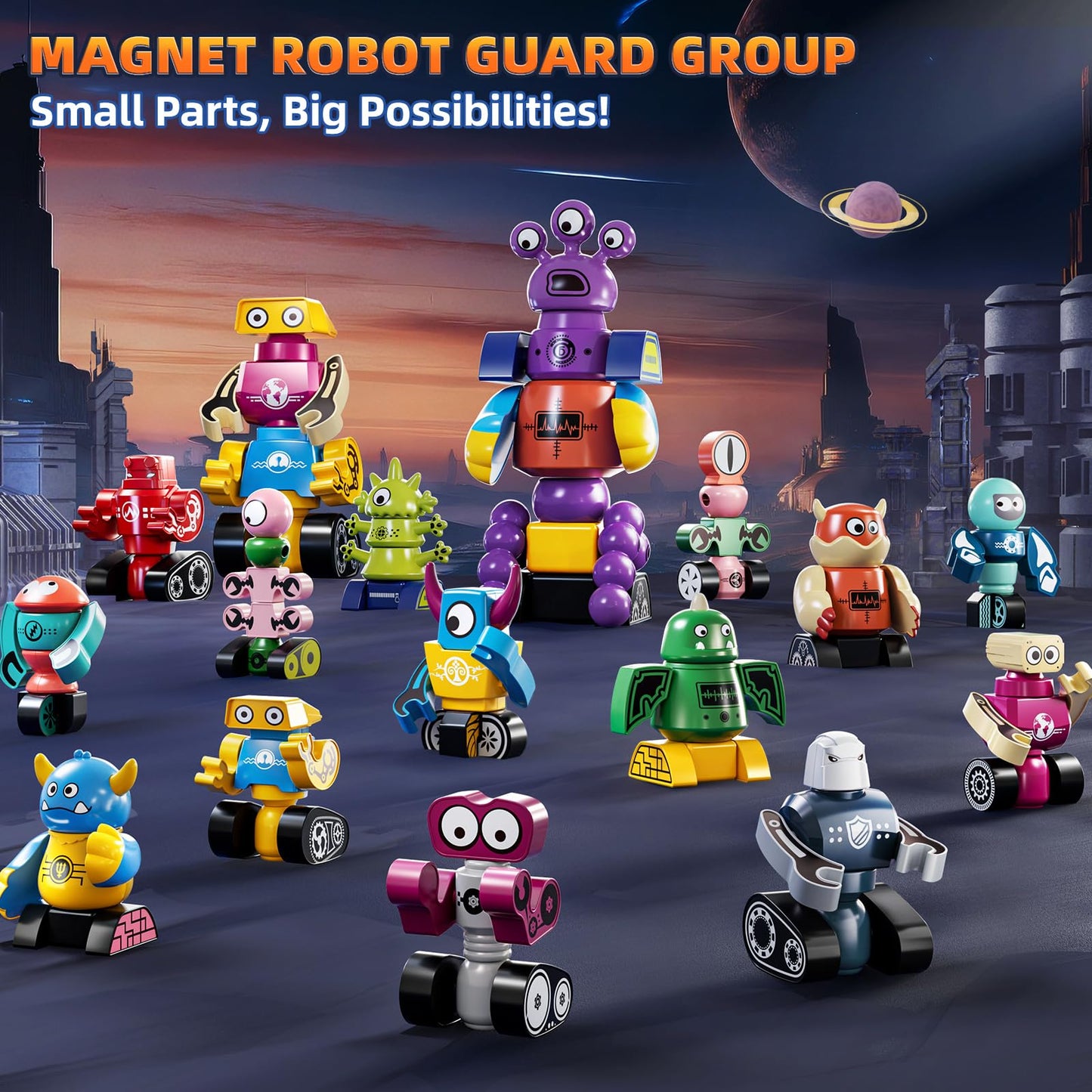 KIZONLY Magnets Robot Building Toys for Kids Ages 3-5 4-8 - 106 PCS Monsters Toys Robot Stacking Building Blocks Set with Storage Box, Creative Learning Christmas and Birthday Gifts for Boys Girls 2-4