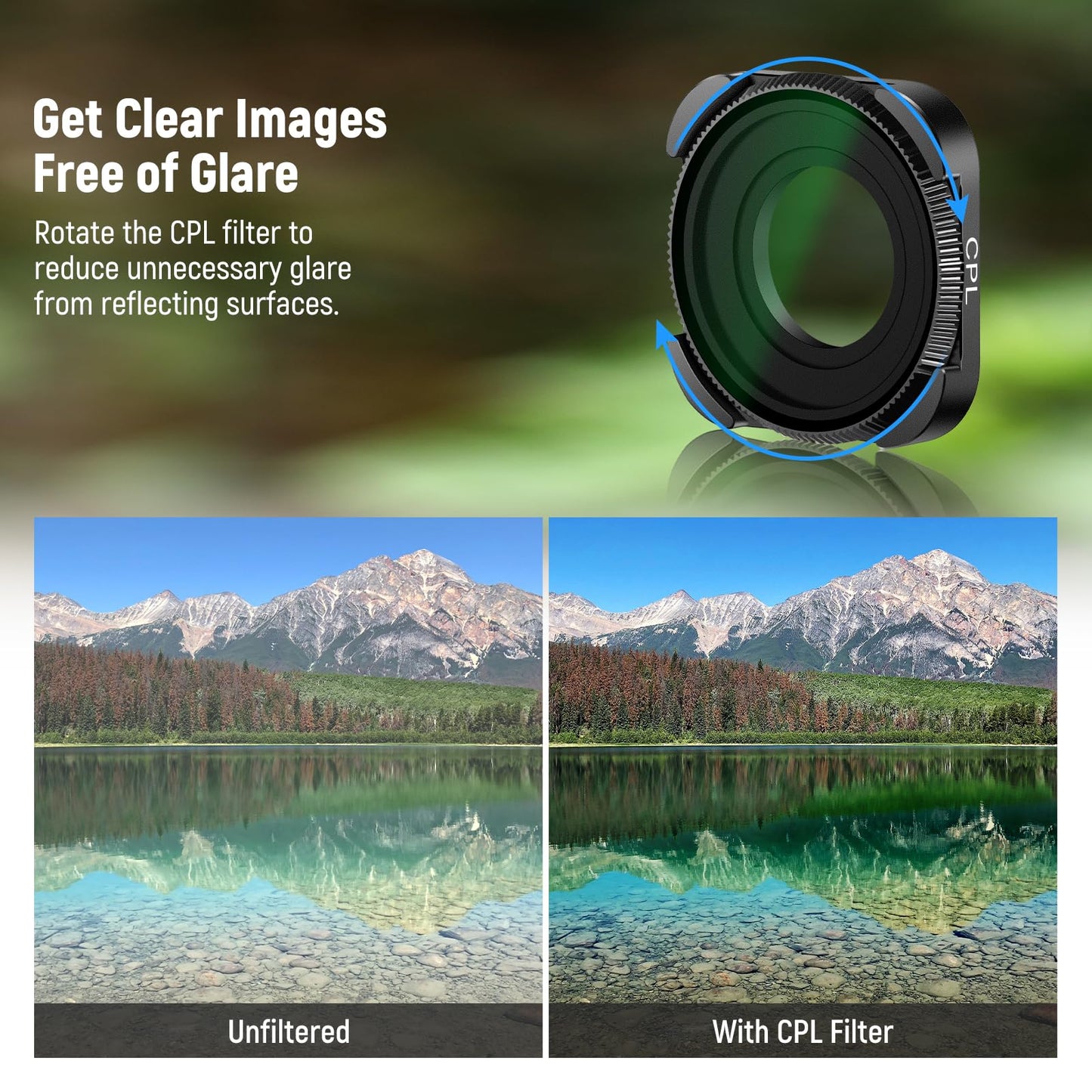 NEEWER ND Filter Set Compatible with GoPro Hero 12 Hero 11 Hero 10 9 Black, 4 Pack (ND8 ND16 ND32 CPL) Multi Coated HD Slim Neutral Density Polarizer Lens Filter Kit Action Camera Accessory (Black)