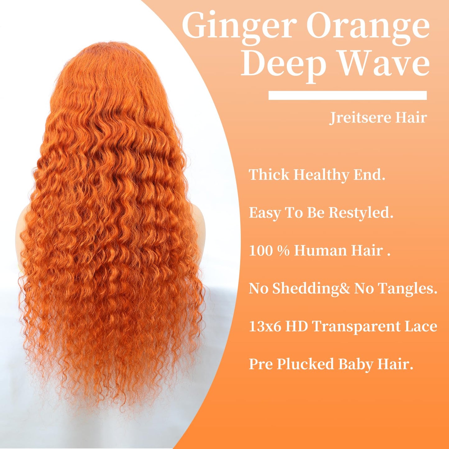 30 Inch Ginger Deep Wave Lace Front Wig Human Hair 13x6 Orange Ginger Wigs Human Hair 350 Deep Curly Lace Front Wigs Hd Transparent Ginger Deep Wigs 200% Density Orange Deep Wave Front Wigs for Women