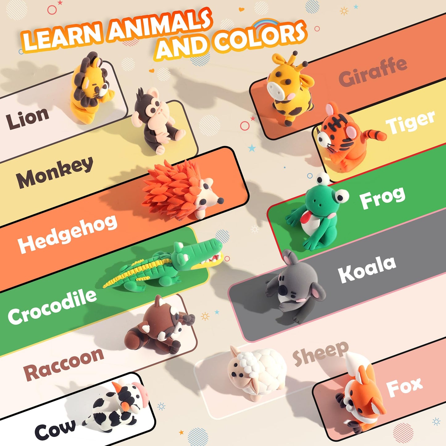 Air Dry Clay Kit - Animal Theme, Modeling Clay for Kids, DIY Model Magic clay with Sculpting Tools and Tutorials, 12 Boxes Molding Clay, Ultra Light, Soft & Non-Sticky, Arts and Crafts Gift for Kids.