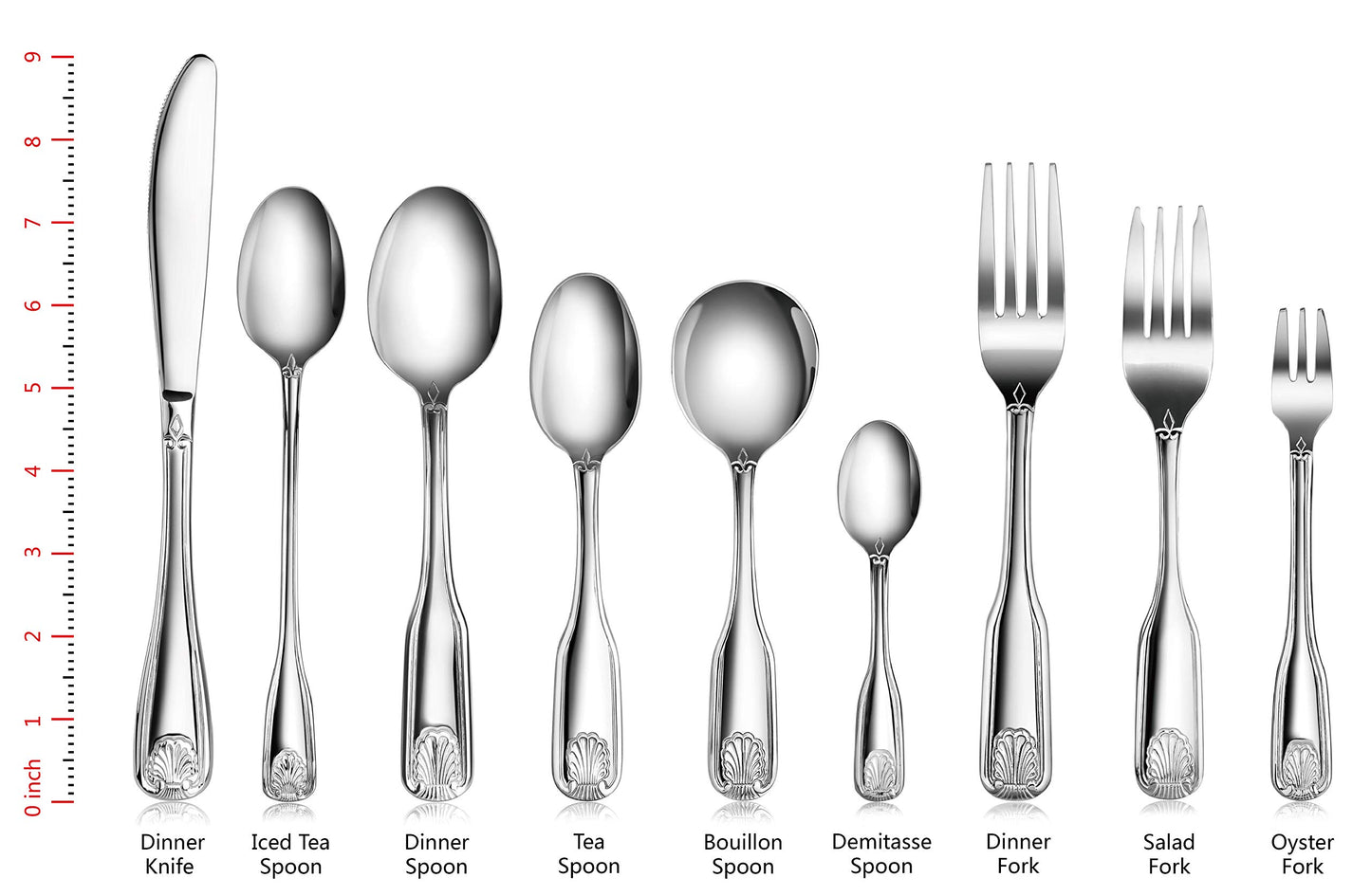 New Star Foodservice 58901 Shell Pattern, 18/0 Stainless Steel, 36 piece Flatware Set