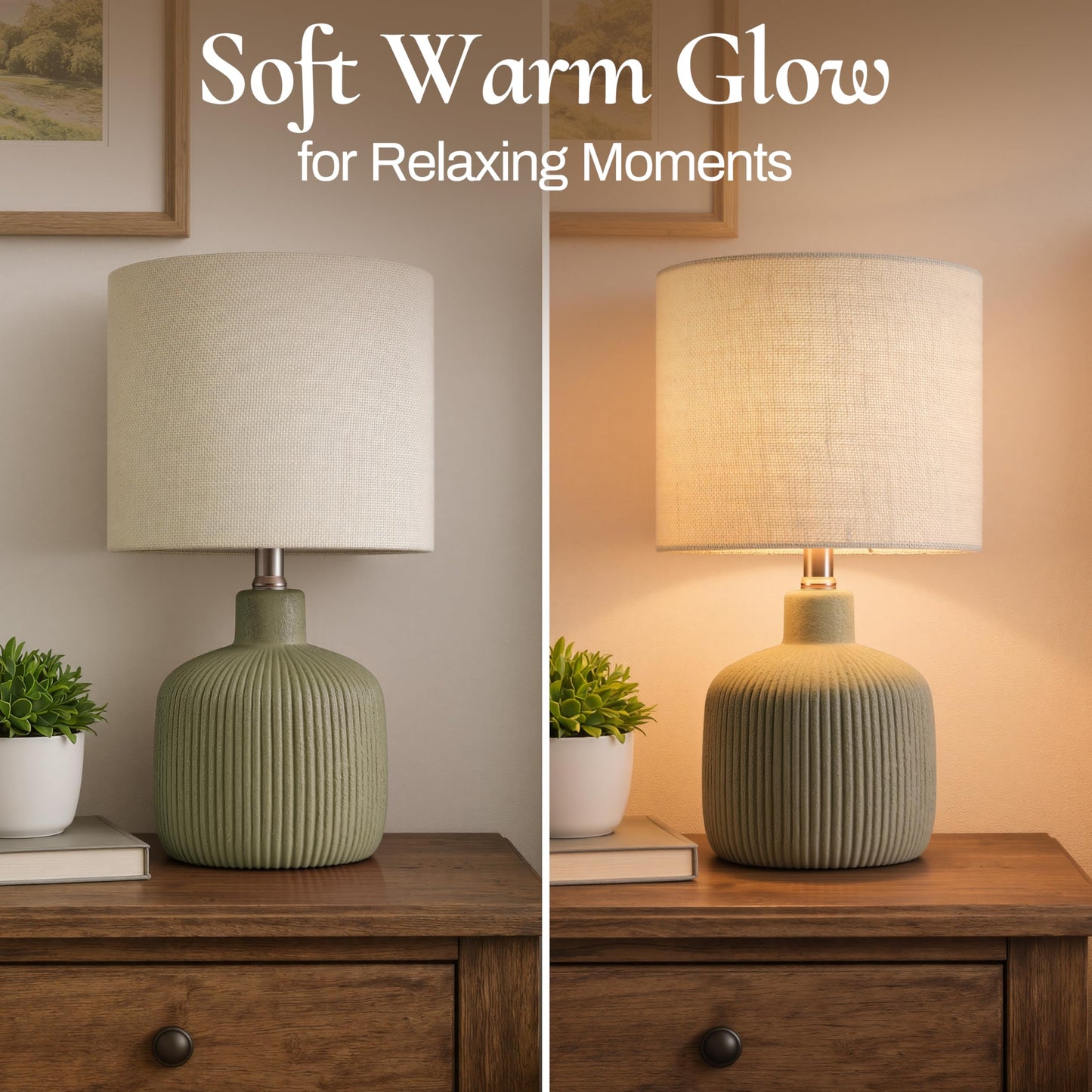 KAWOTI Ceramic Table Lamp, Off-White, 17.75"