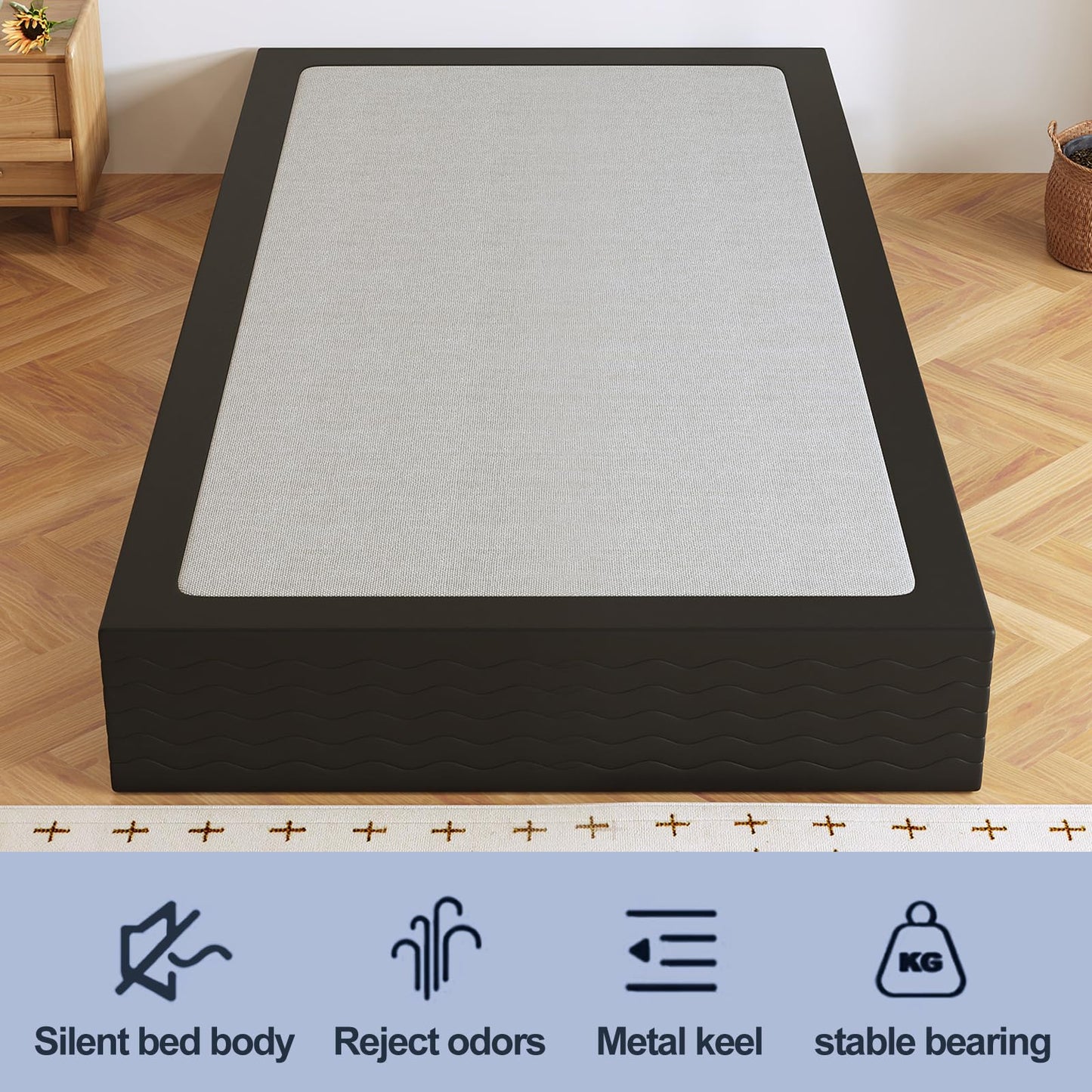 Arhomefurni 10 Inch High Profile Twin Box Spring, Heavy Duty Metal Frame Mattress Foundation with Fabric Cover, Easy Assembly, Noise-Free (10 Inch, Twin)