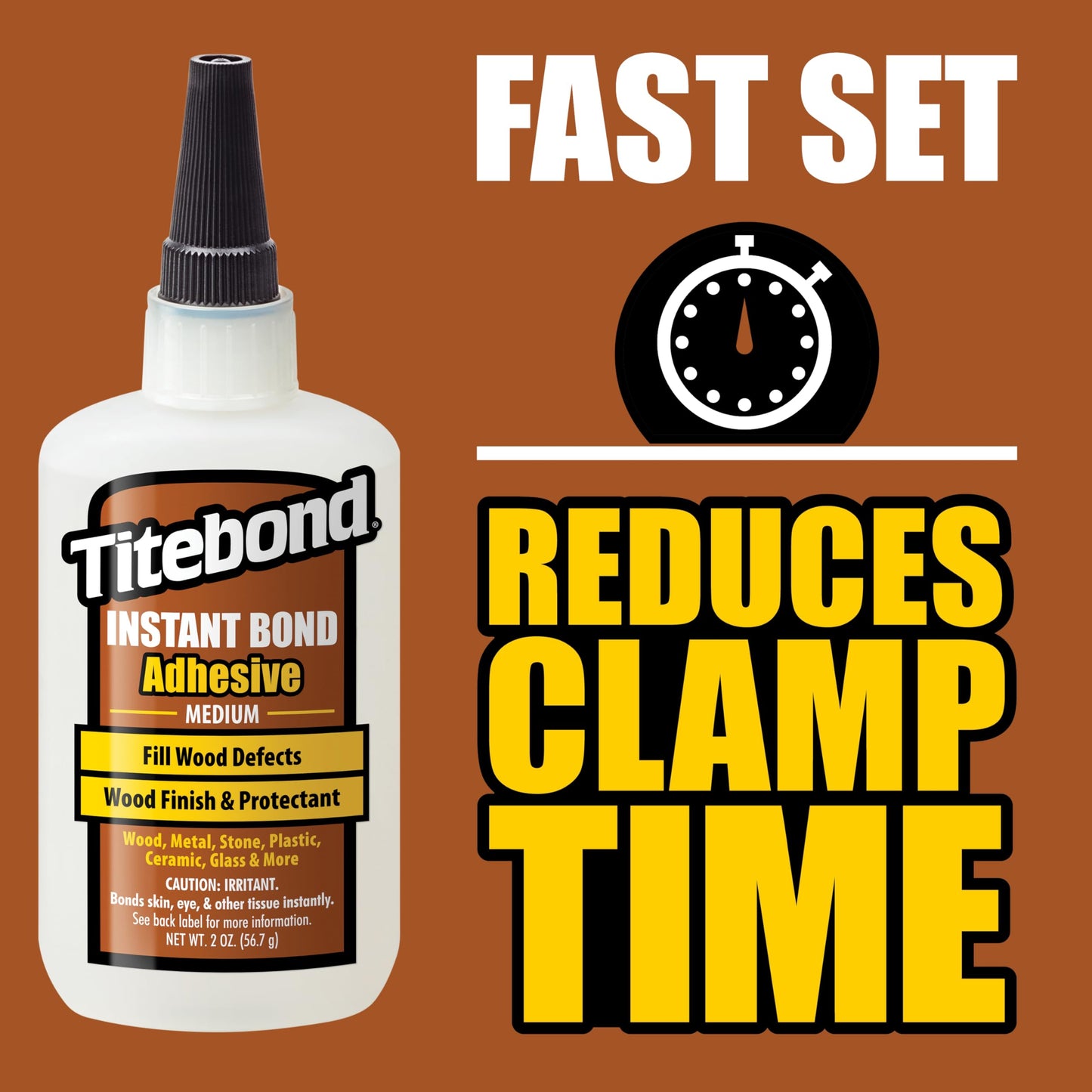 Titebond Instant Bond Medium CA Super Glue – Fast-Setting Ethyl Cyanoacrylate Adhesive for Wood, Pen Making, Filling Knots & Voids, 5–7 Second Set – 4 Oz. 6212